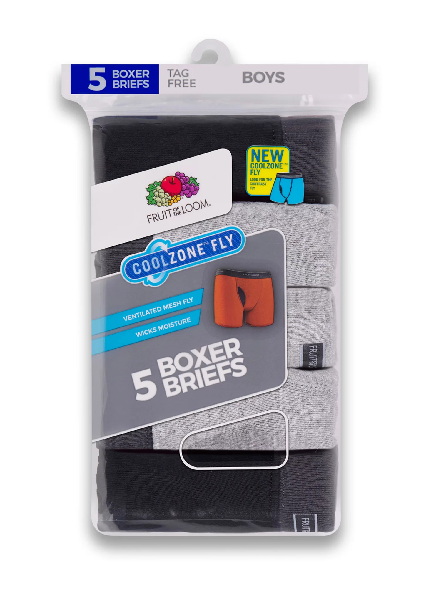 Fruit of the Loom Boys CoolZone Boxer Brief, 5 Pack