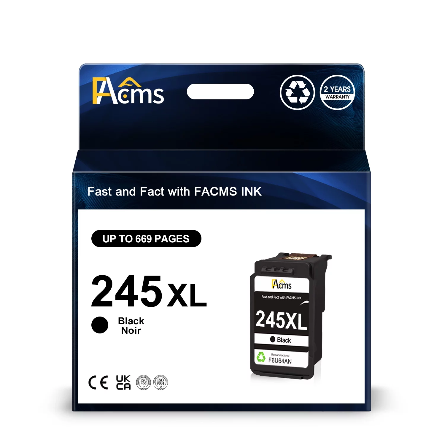 FACMS  245xl black ink cartridge Compatible for Canon 245XL PG-245 PG-243 243XL Compatible for Pixma MX490 MX492 MG2522 MG2420 MG2922 TS3122 TS3322 TR4520 Printer（