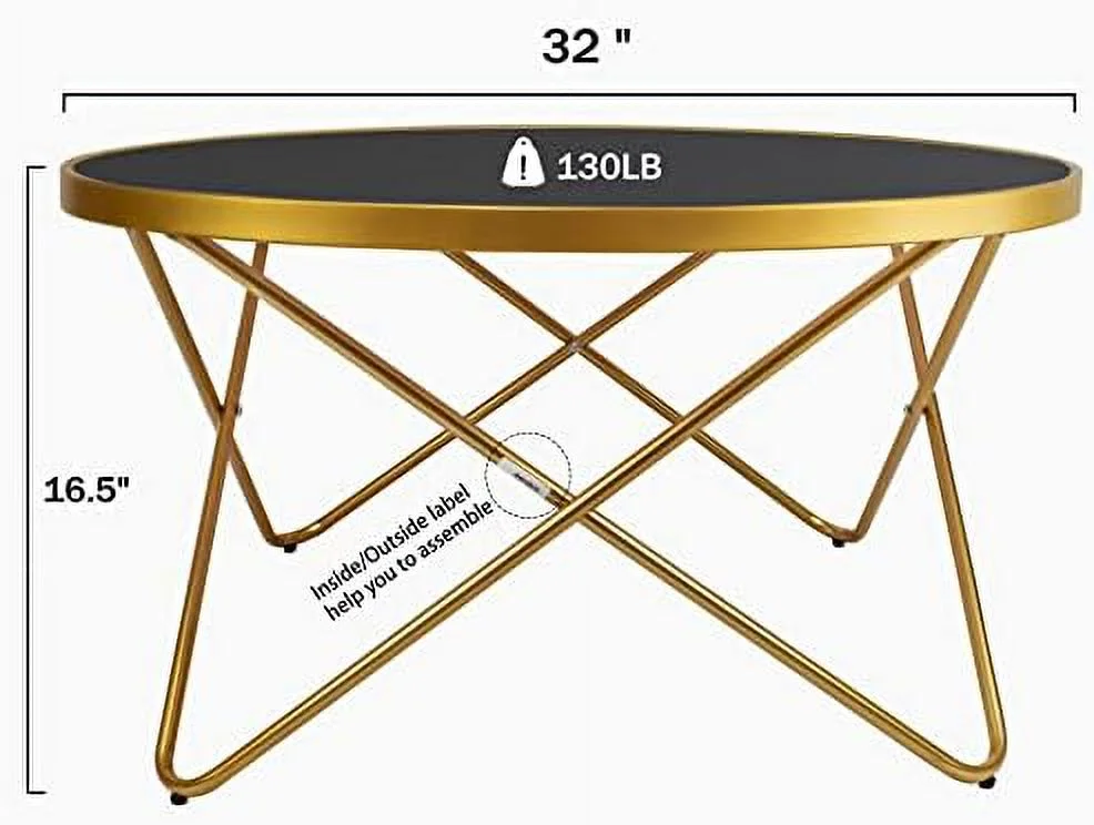 CGFHYP Round End Table with Clear Glass Golden Legs and Metal Frame  Mid Century Modern  for Small Space Narrow Living Room