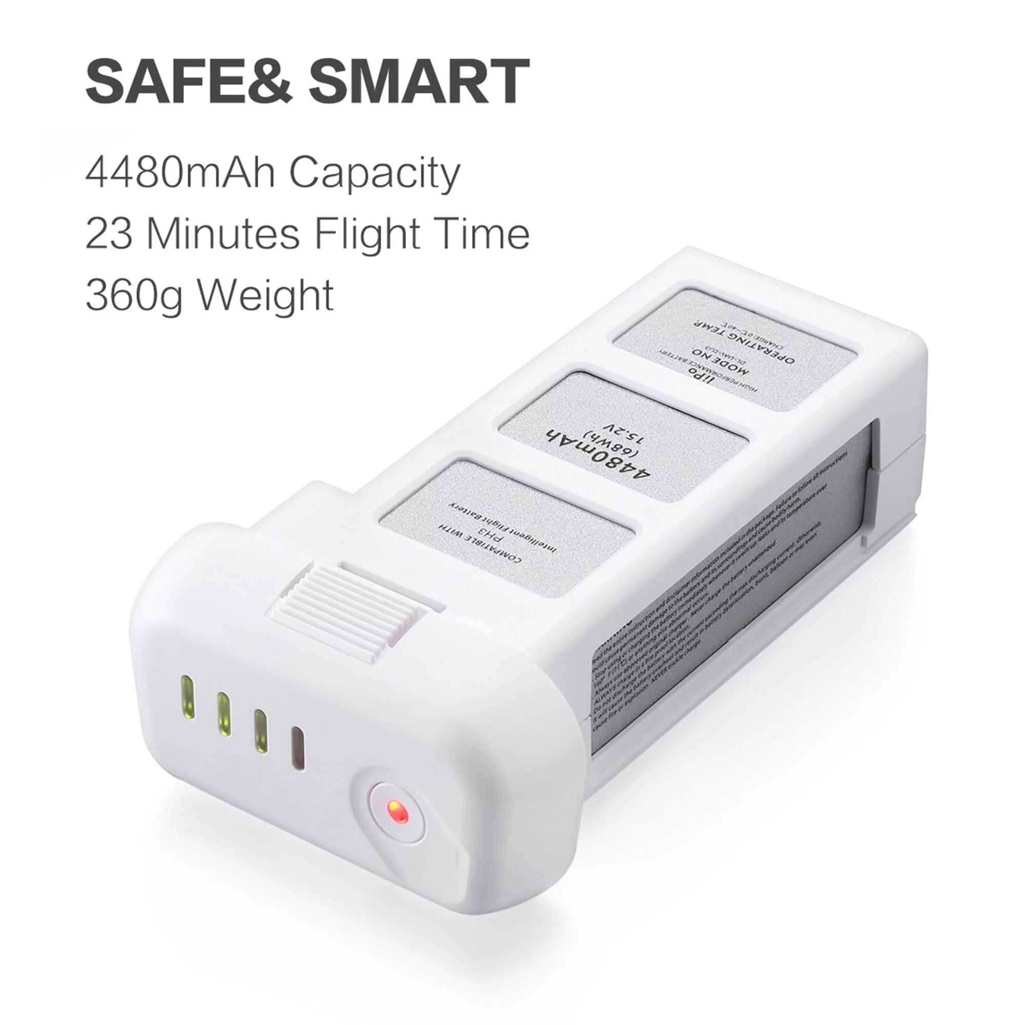 Powerextra 15.2V 4480mAh Intelligent Flight Li-PO Replacement Battery for DJI Phantom 3 Drones Standard, Advanced, Professional, 4K- Upgraded for v1.9.60 Firmware Batteries