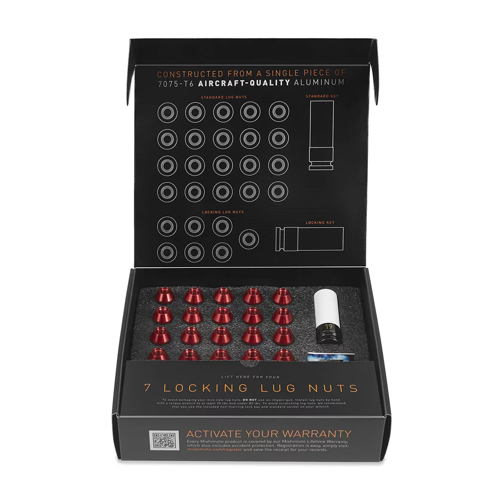 Mishimoto  M12 x 1.5 in. Aluminum Locking Lug Nuts, Neo Chrome - 27 Piece