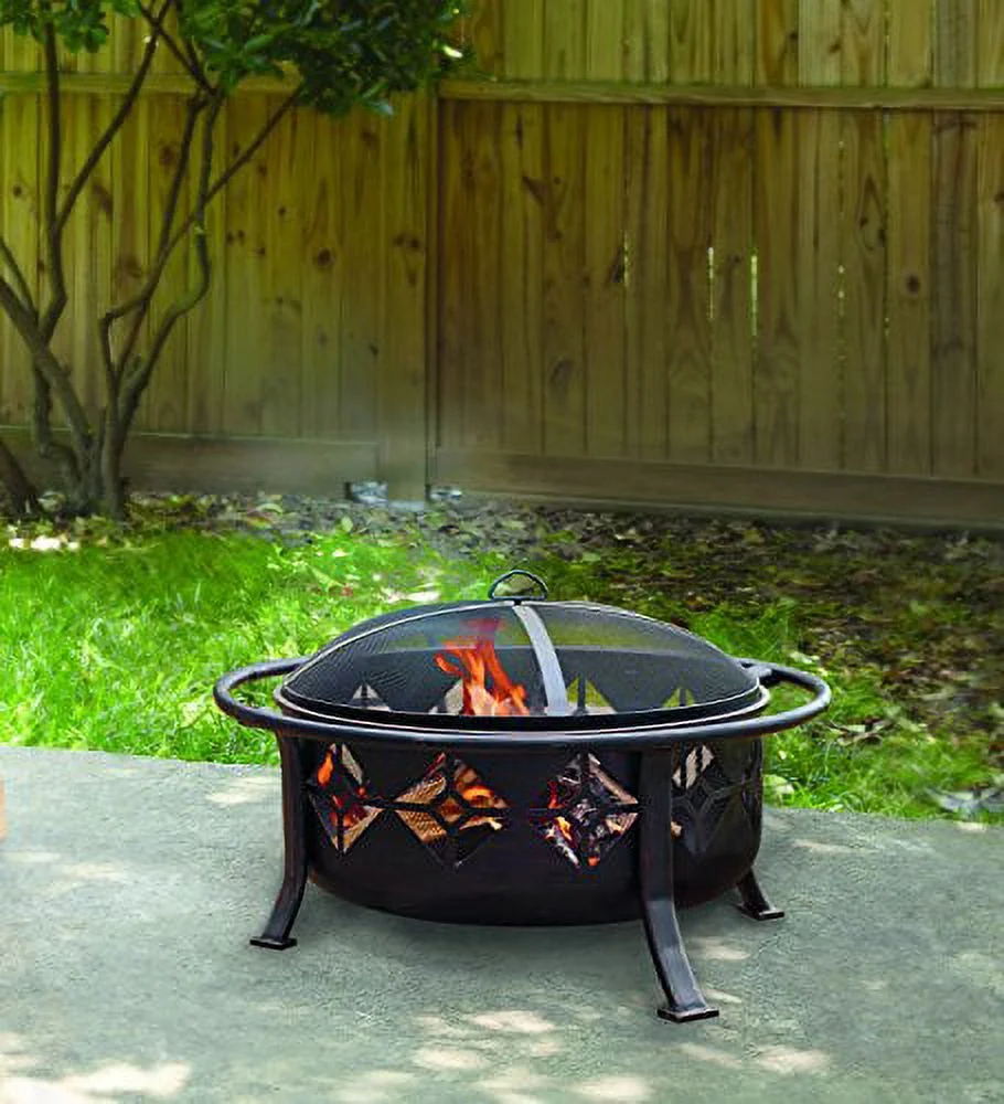 Pleasant Hearth Sunderland Deep Round Bowl Fire Pit, 36-Inch