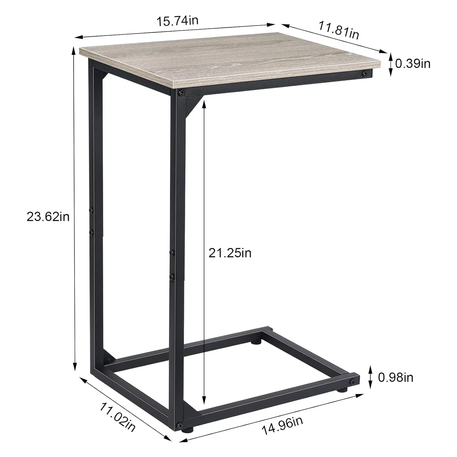 C Shape Side Table 1 Piece Set, C Shape Sofa and Nightstand, Portable Laptop Table, Sofa Side Table, Space Saving Living Room Bedroom - Elm Color