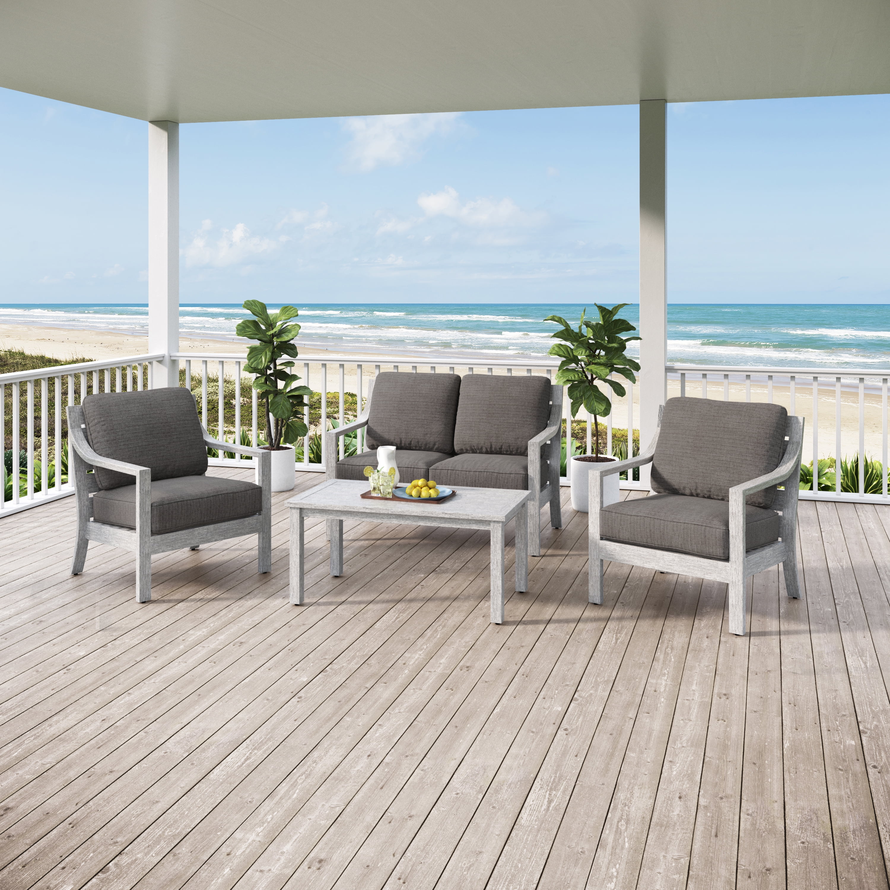 Royal Garden Seaside Loveseat Conversation Set, Aluminum 4-Piece