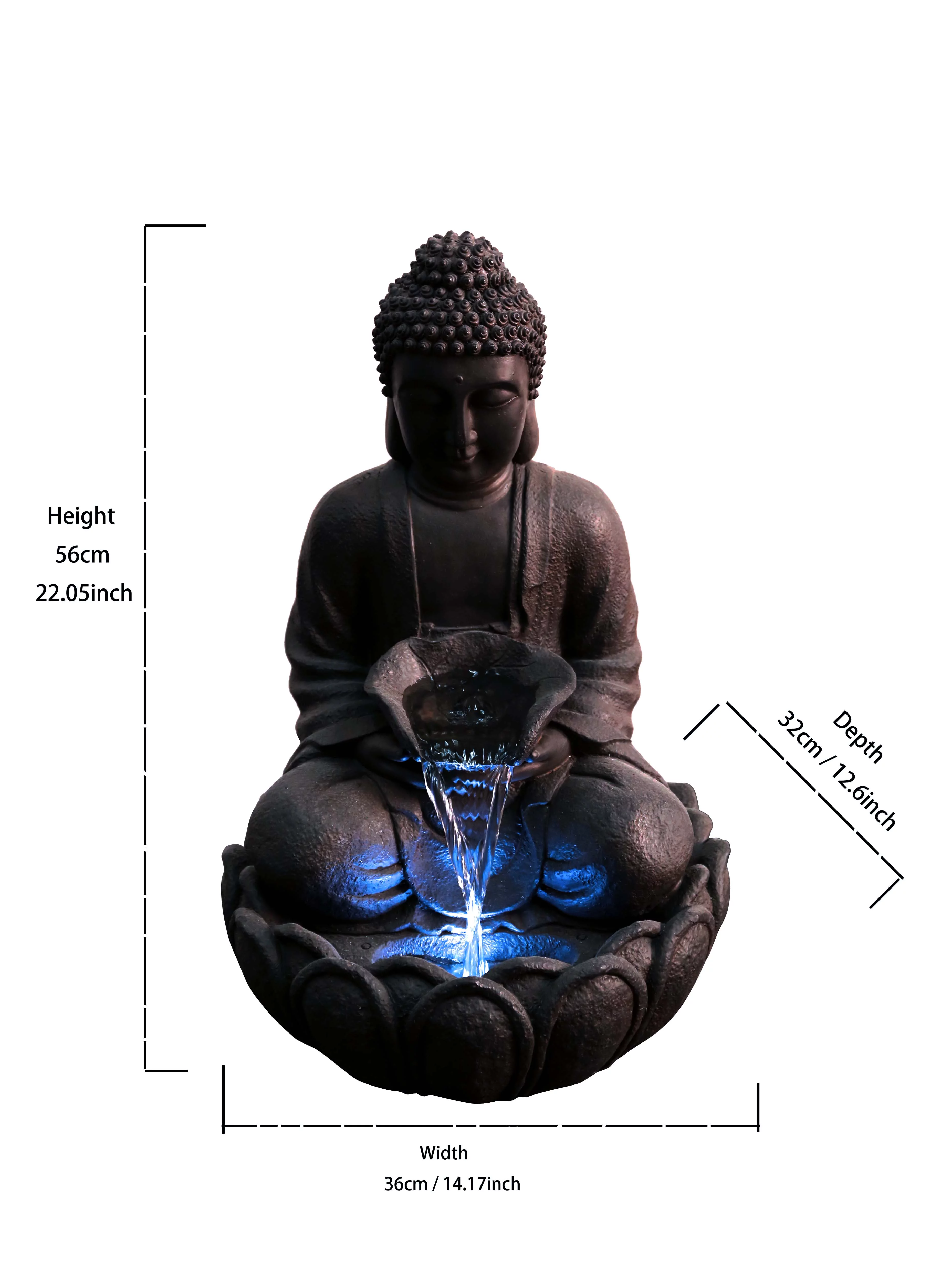 Hi-Line Gift Ltd. Meditating Buddha Fountain with LED