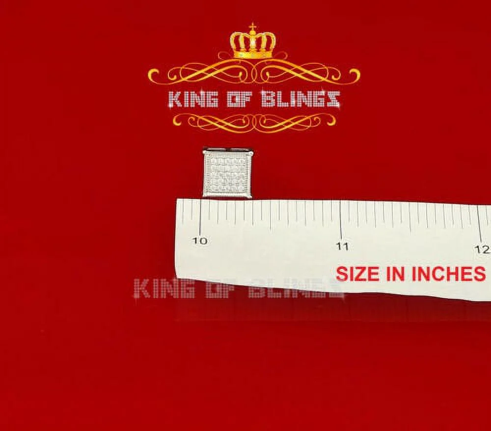 King of Bling's 0.50ct Cubic Zirconia 925 White Sterling Silver Women's Hip Hop Square Earrings