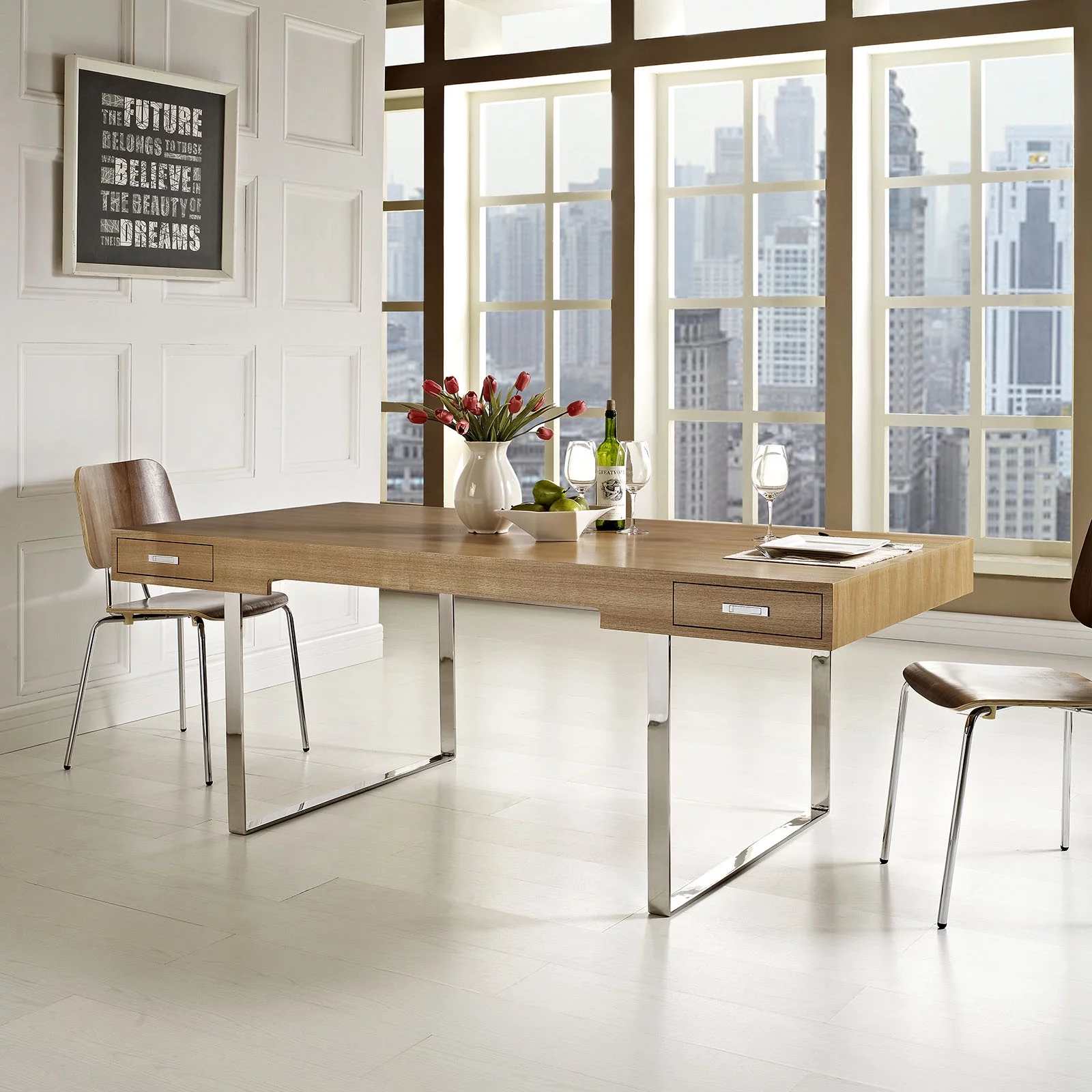 Modway Tinker Office Desk in Natural