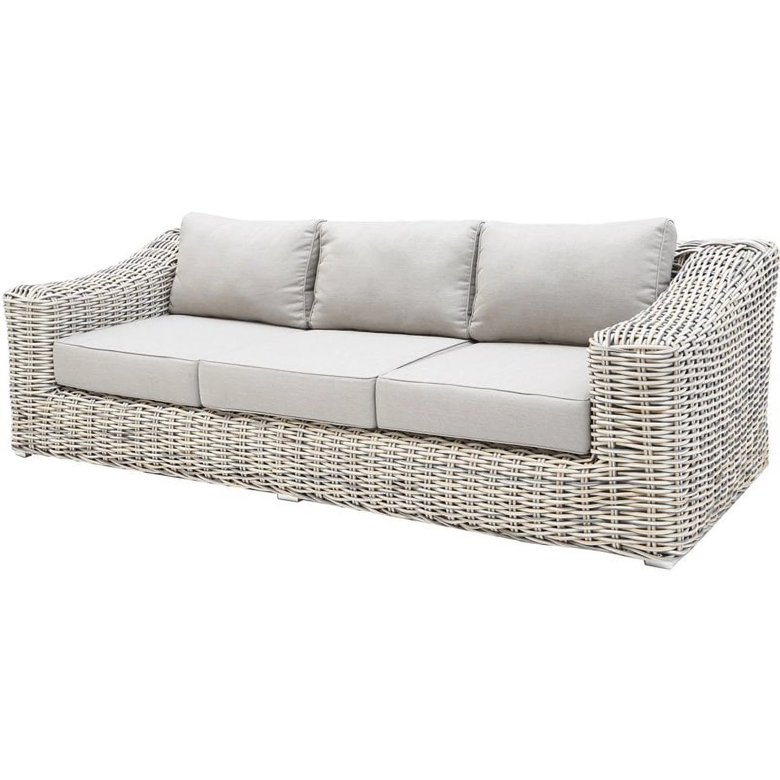 Hawaii Three-Tone Wicker Gray/Off White/Beige Sofa Set in Silver Gray Cushion