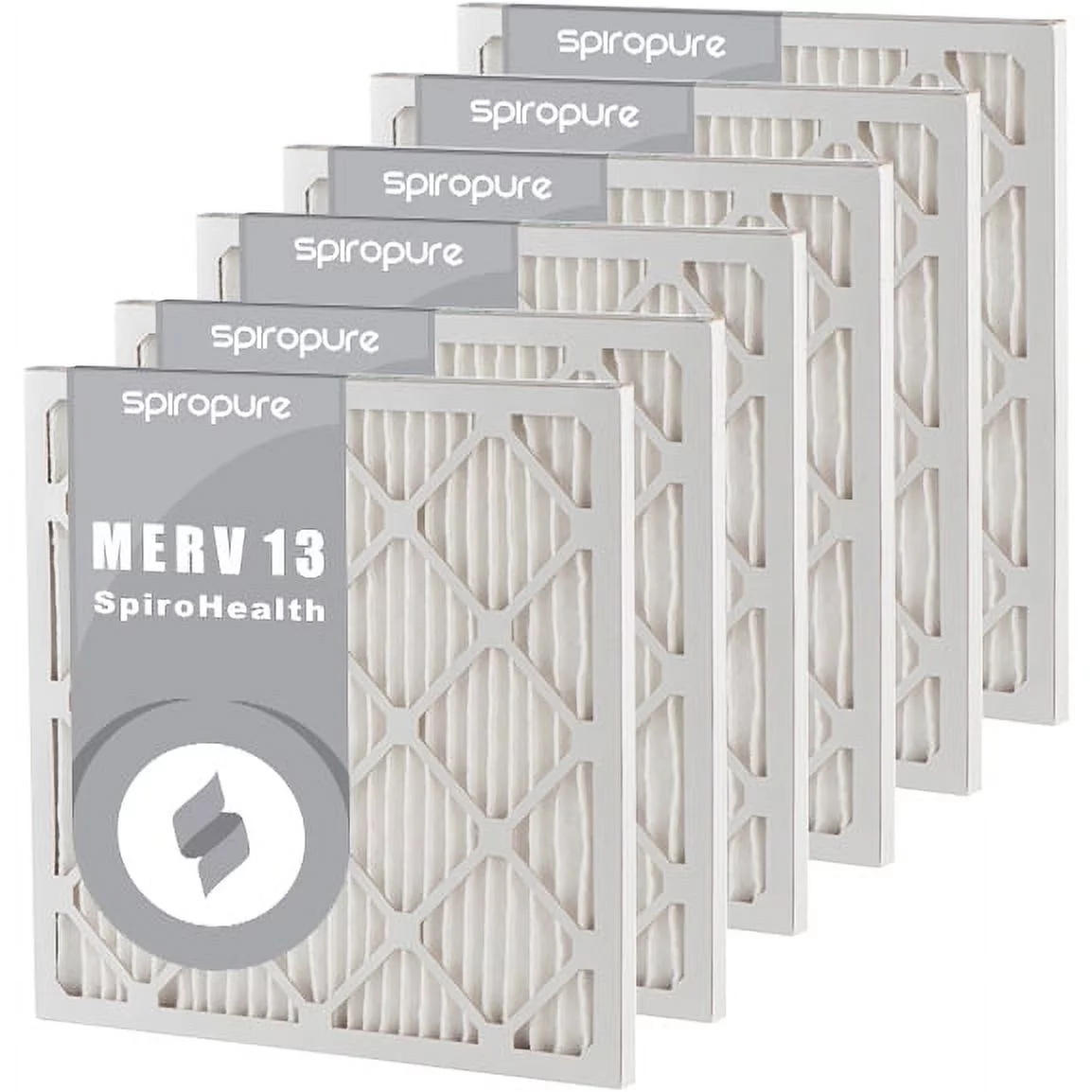 SpiroPure 20.88x25.13x1 MERV 13 Pleated Filter Air Filters - Made in USA (6 Pack)