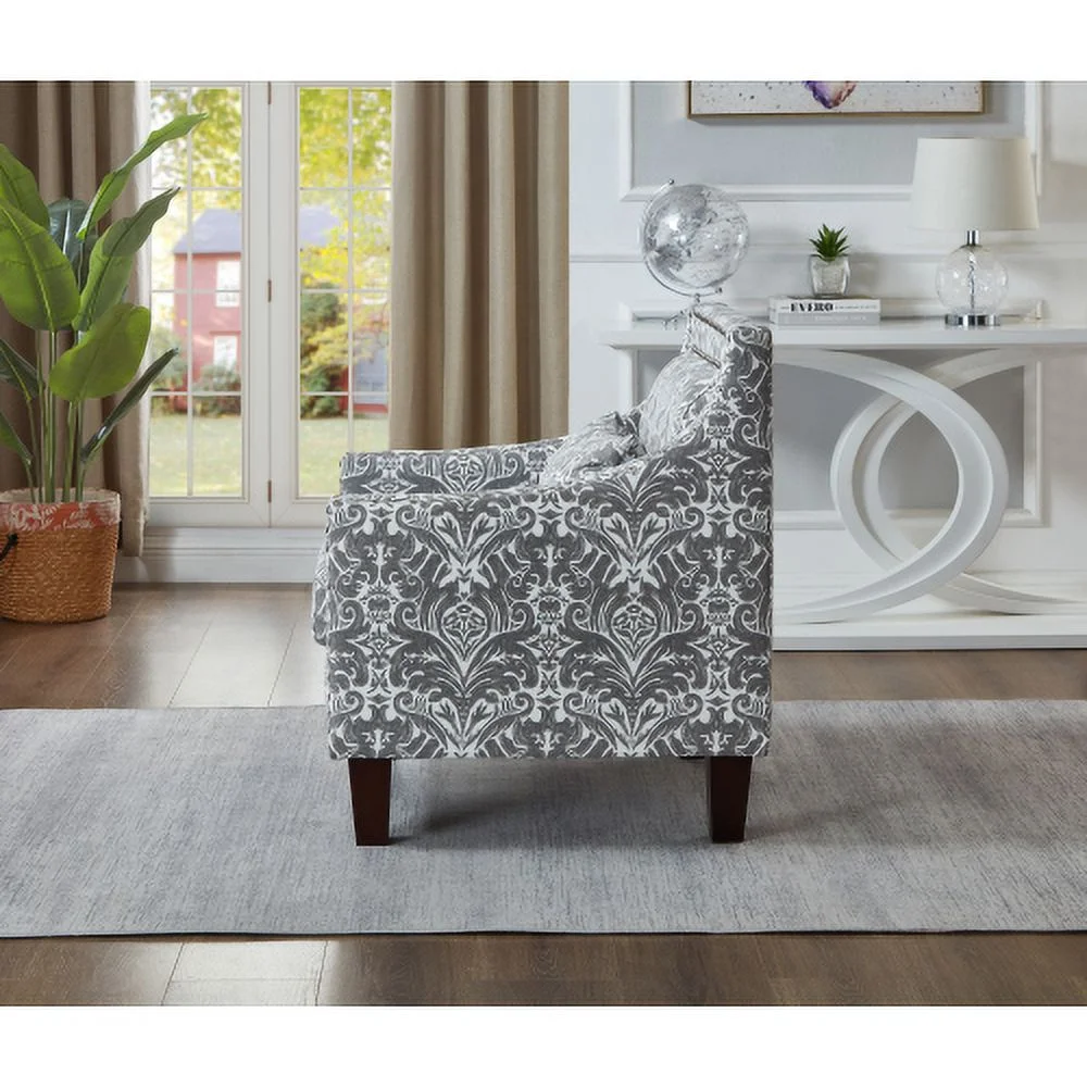 ZJbiubiuHome Mid-Century Printing Accent Chair  Polyester Fabric Upholstery Club Chair with Nails  Wood Frame Comfy Barrel Chair for Living Room  Bed Room Seat