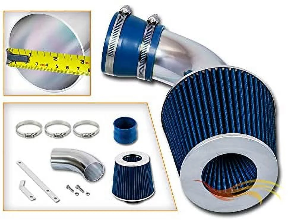 Rtunes Racing Short Ram Air Intake Kit + Filter Combo BLUE Compatible For 96-99 LeSabre 3.8L V6 / 96 Park Ave 3.8L V6