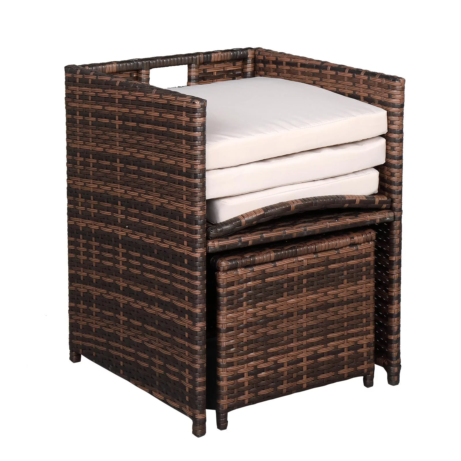 Ktaxon 9PCS Wicker Rattan Set Table Sofa Lounge Couch Set Brown