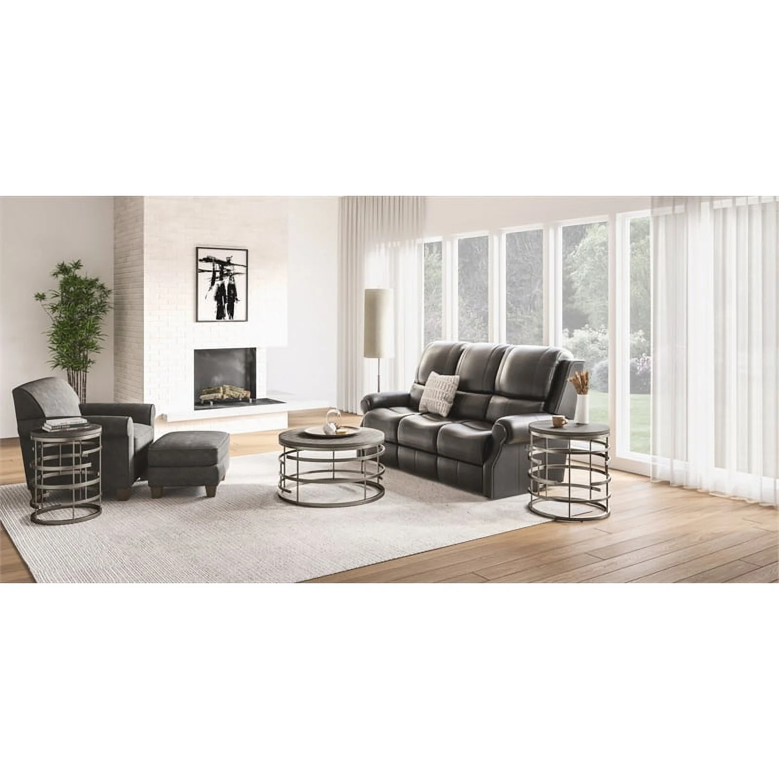 Home Square 3-Piece Set with 2 Chairside Tables and Coffee Table in Gray