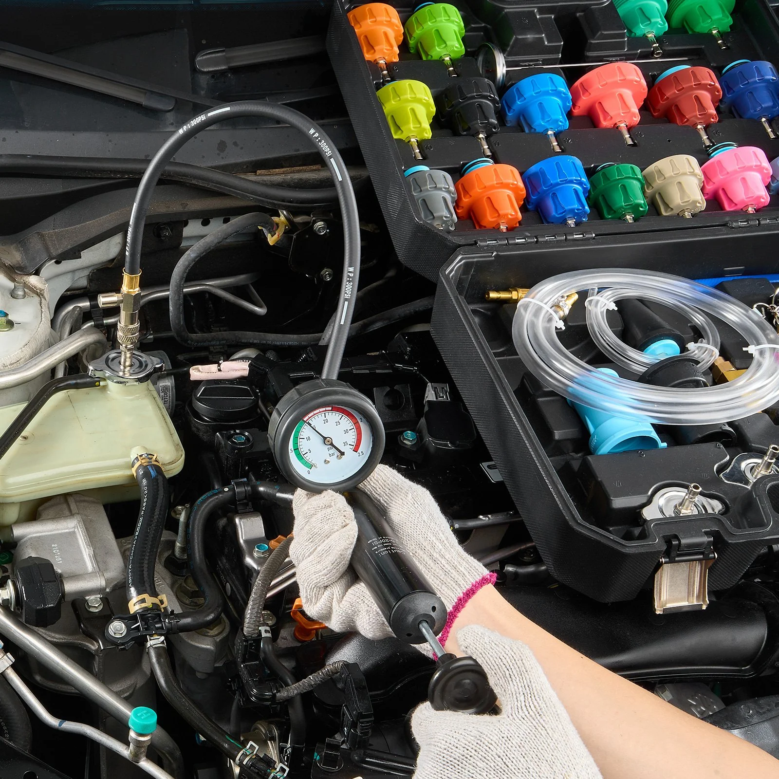 VEVOR 28-Piece Radiator Pressure Tester and Coolant Vacuum Purge & Refill Kit with Adapters