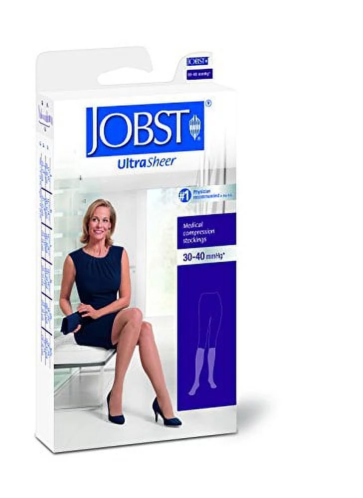 BSN Medical 119748 Jobst Ultra Sheer Compression Stocking, Knee High, 30-40 mmHG, Open Toe, Small, Classic Black