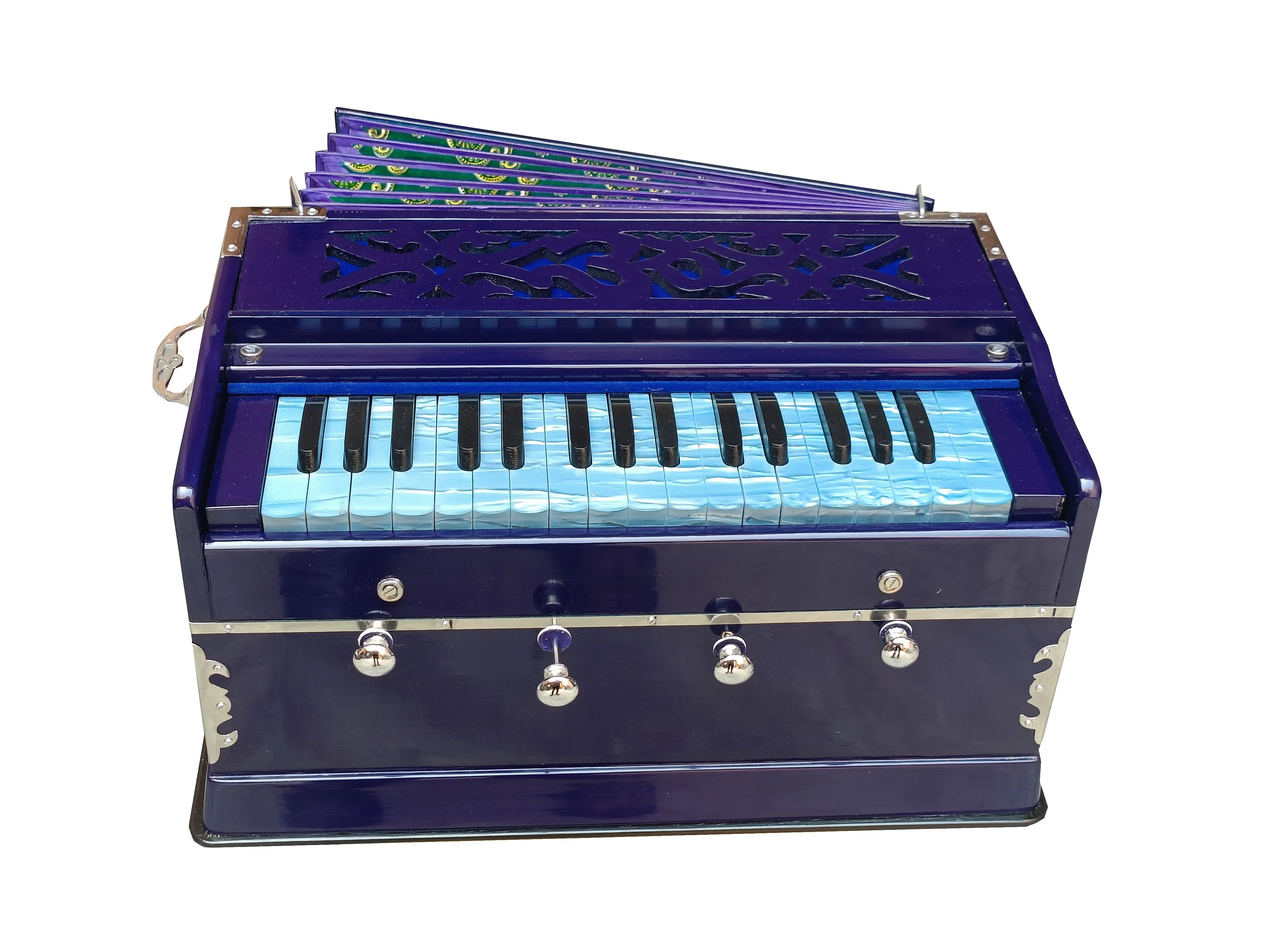 Harmonium Blue~2 Octaves~4 Stops~Double Reeds~440 Hz~32 Keys~7 Fold Bellow~Bhajan~Kirtan