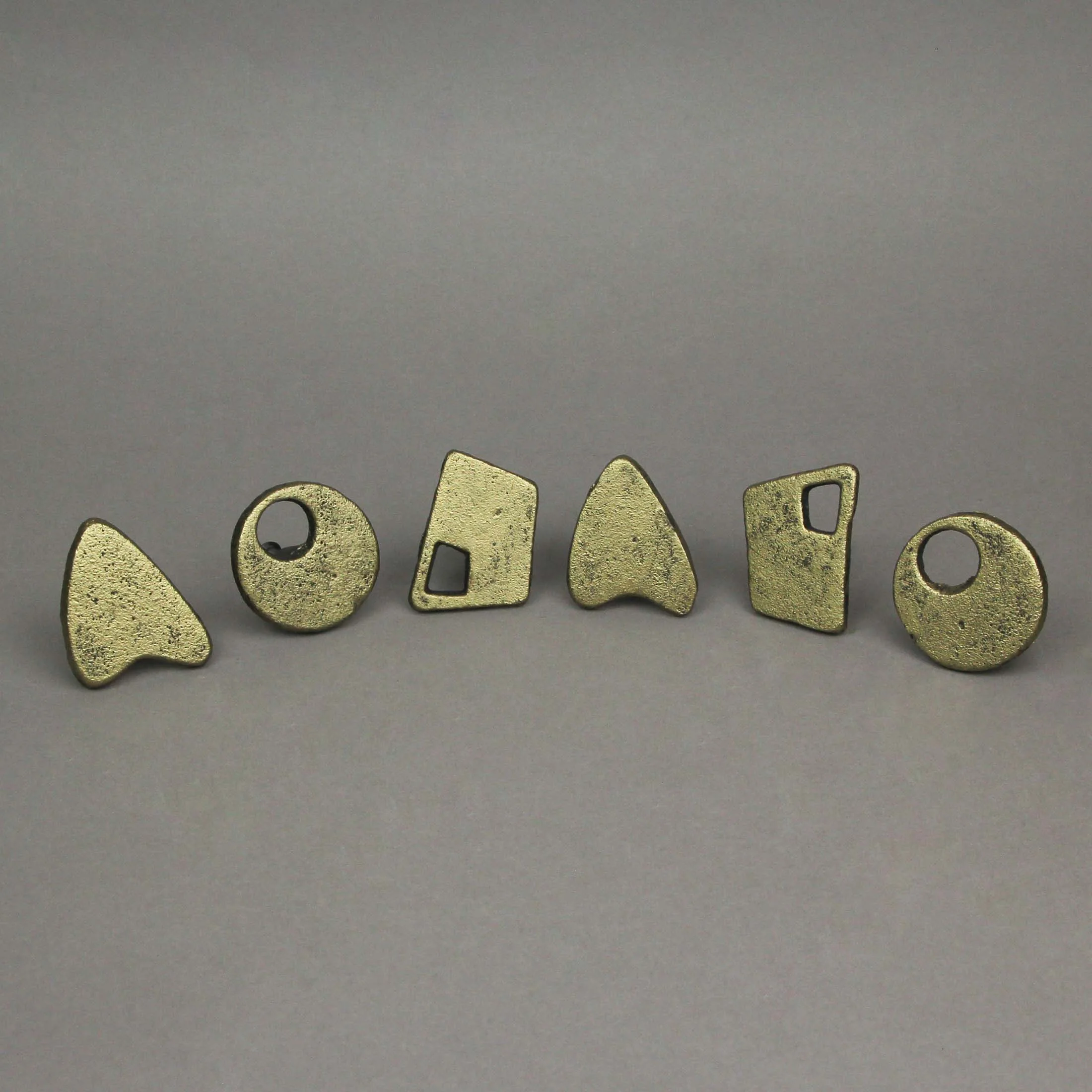 Zeckos Gold Cast Iron Atomic Shape Drawer Pull Cabinet Knobs Set of 6