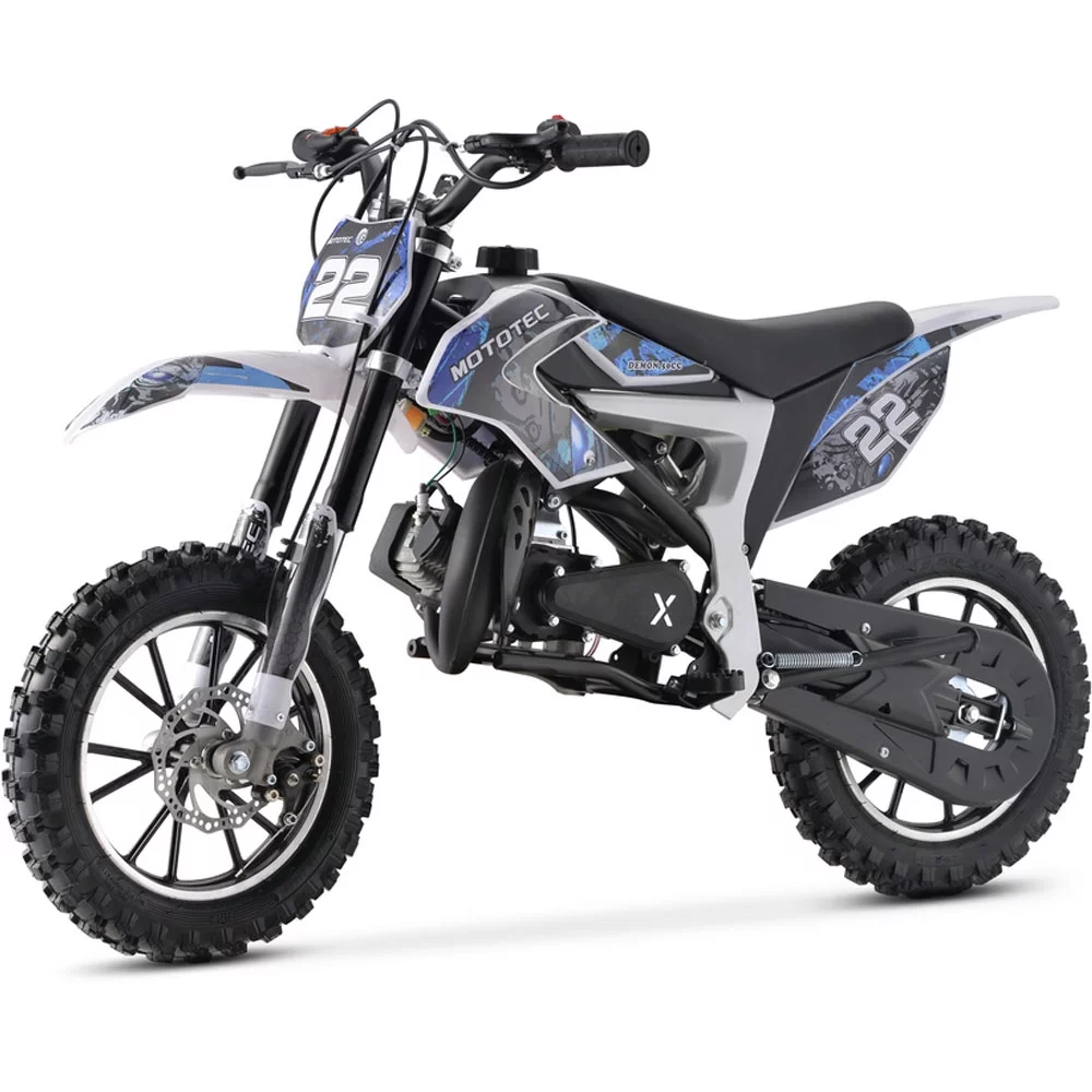 MotoTec 50cc Demon Kids Gas Dirt Bike 2-Stroke Motorcycle Pit Bike Blue