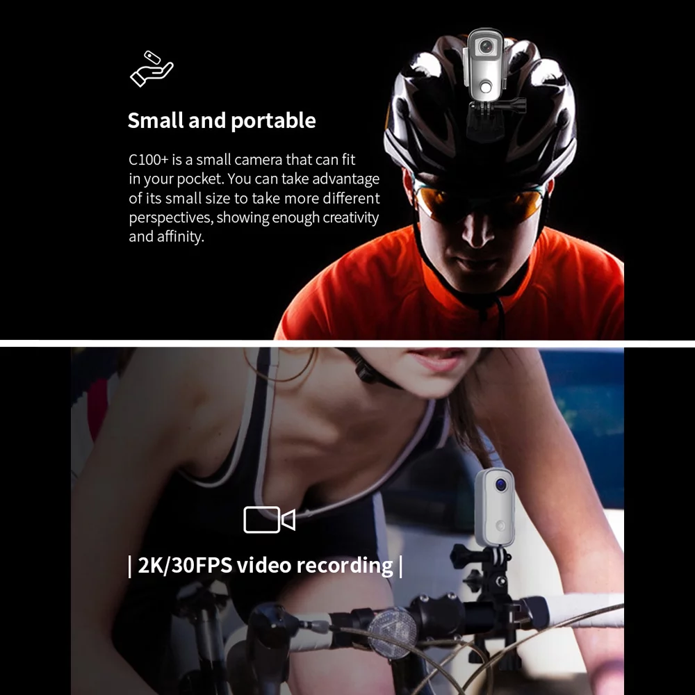 SJCAM C100+ Action 4K 30fps Video Digital 30M Waterproof Magnetic Body Built-in Rechrageable Battery WiFi Connection APP Sharing