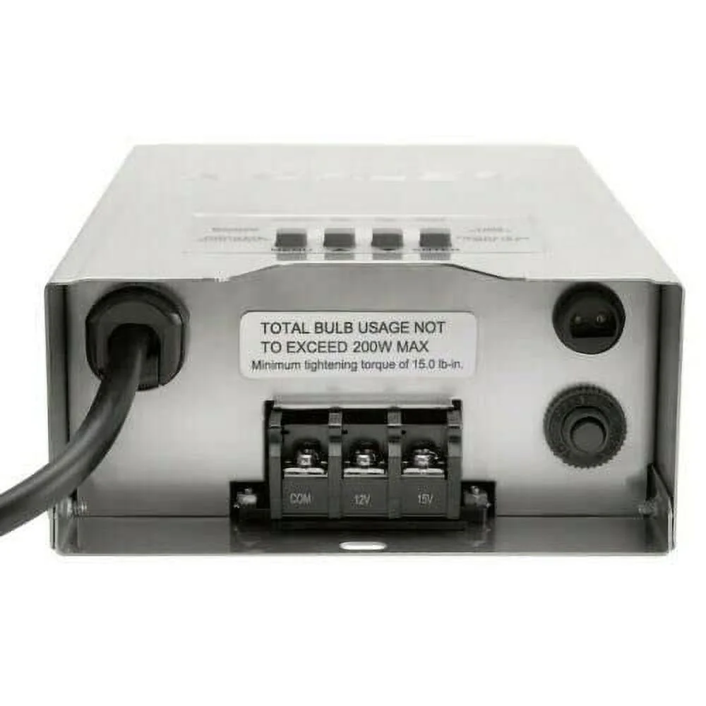 YANRUI 200-Watt 12V/15V Multi-Tap Low Voltage Landscape Lighting Transformer with Digital Timer - Programmable, Weatherproof, ETL Listed - Stainless Steel Box