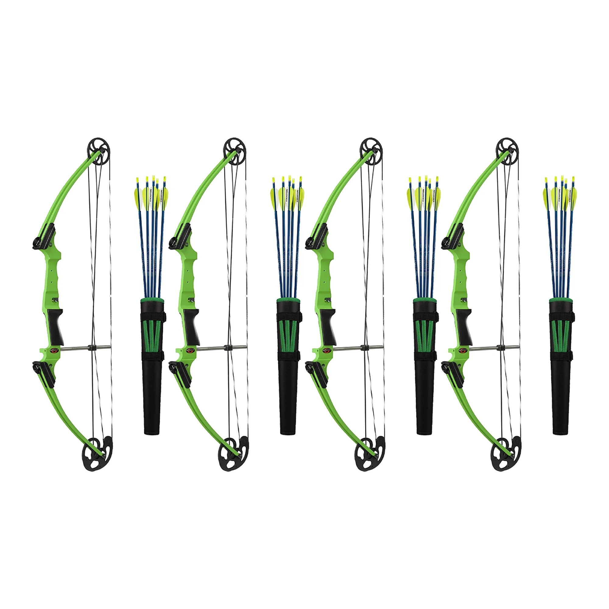 Genesis Archery Left-Handed Compound Bow Archery Kit, Green (4 Pack)