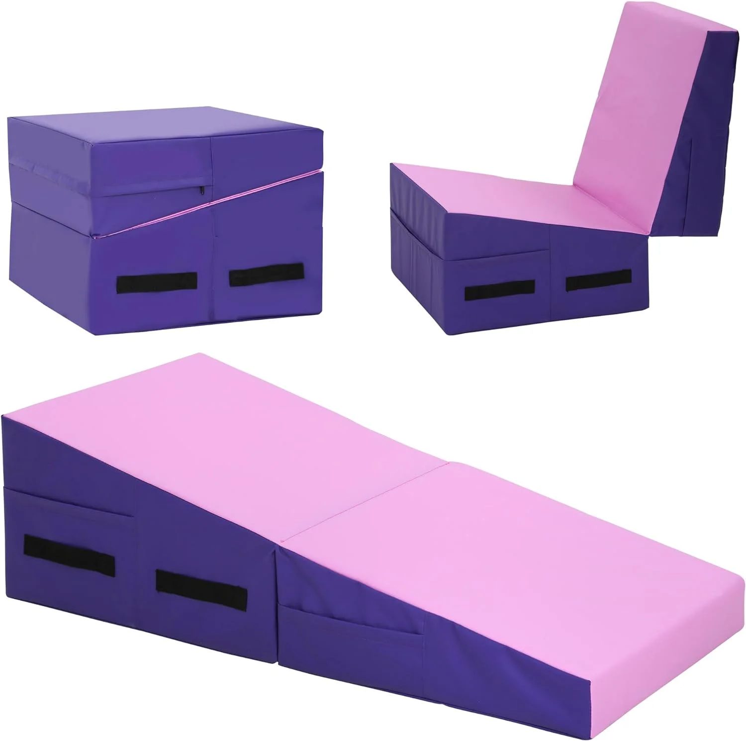 CL.HPAHKL Gymnastics Mat Incline Tumbling Mats, Folding Cheese Wedge Mat, Gym Fitness Tumbling Skill Shape Mat for Kids Girls Home Training Exercise