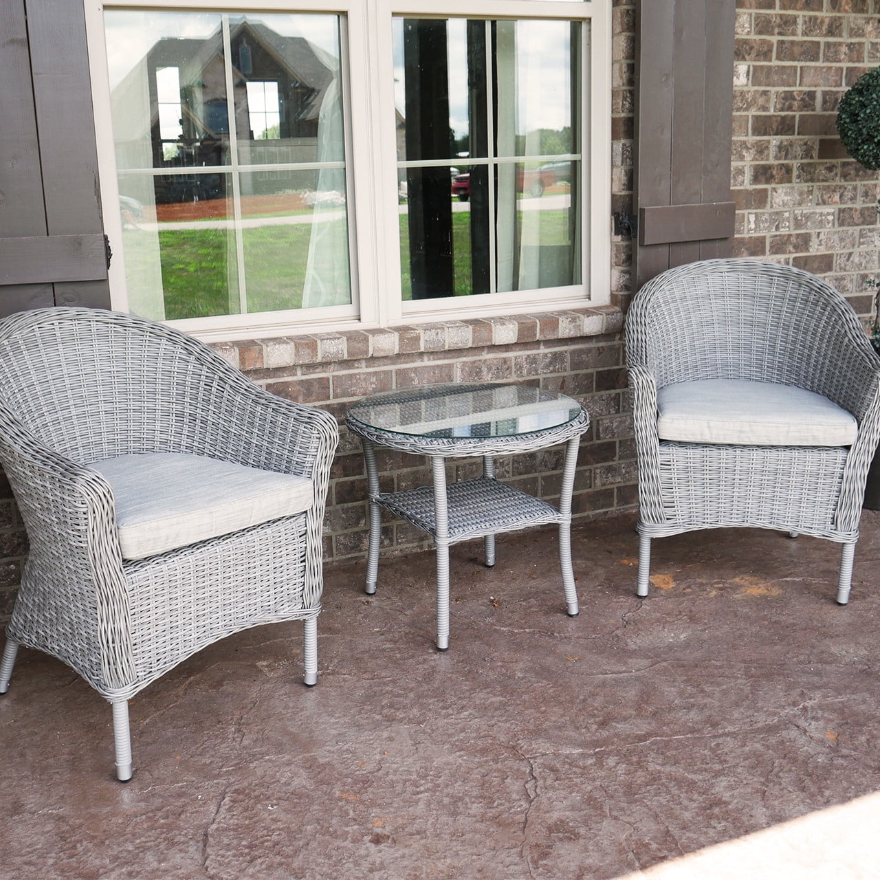Pleasant Bay 3-Piece Outdoor Wicker Patio Bistro Set With Table