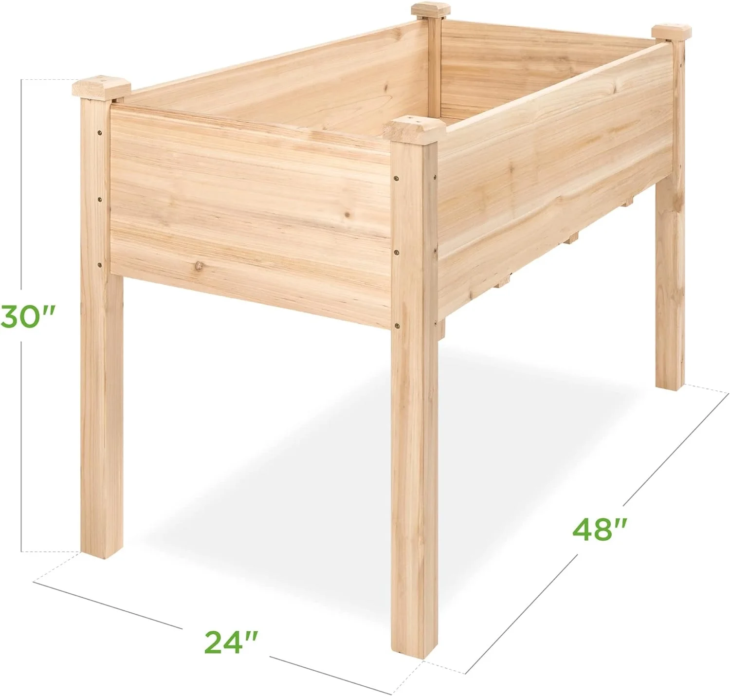 Raised Garden Bed - Elevated Wood Planter Box Stand, 48x24x30in, with Bed Liner, 200lb Capacity, Natural