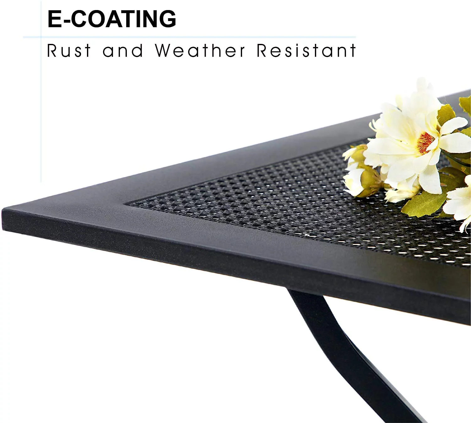 MF Studio Outdoor 5 Piece Wicker Dining Sets Patio Furniture with 4 Pieces Wicker Dining Chairs with Blue Cushion and 1 Piece Square Metal Dining Table