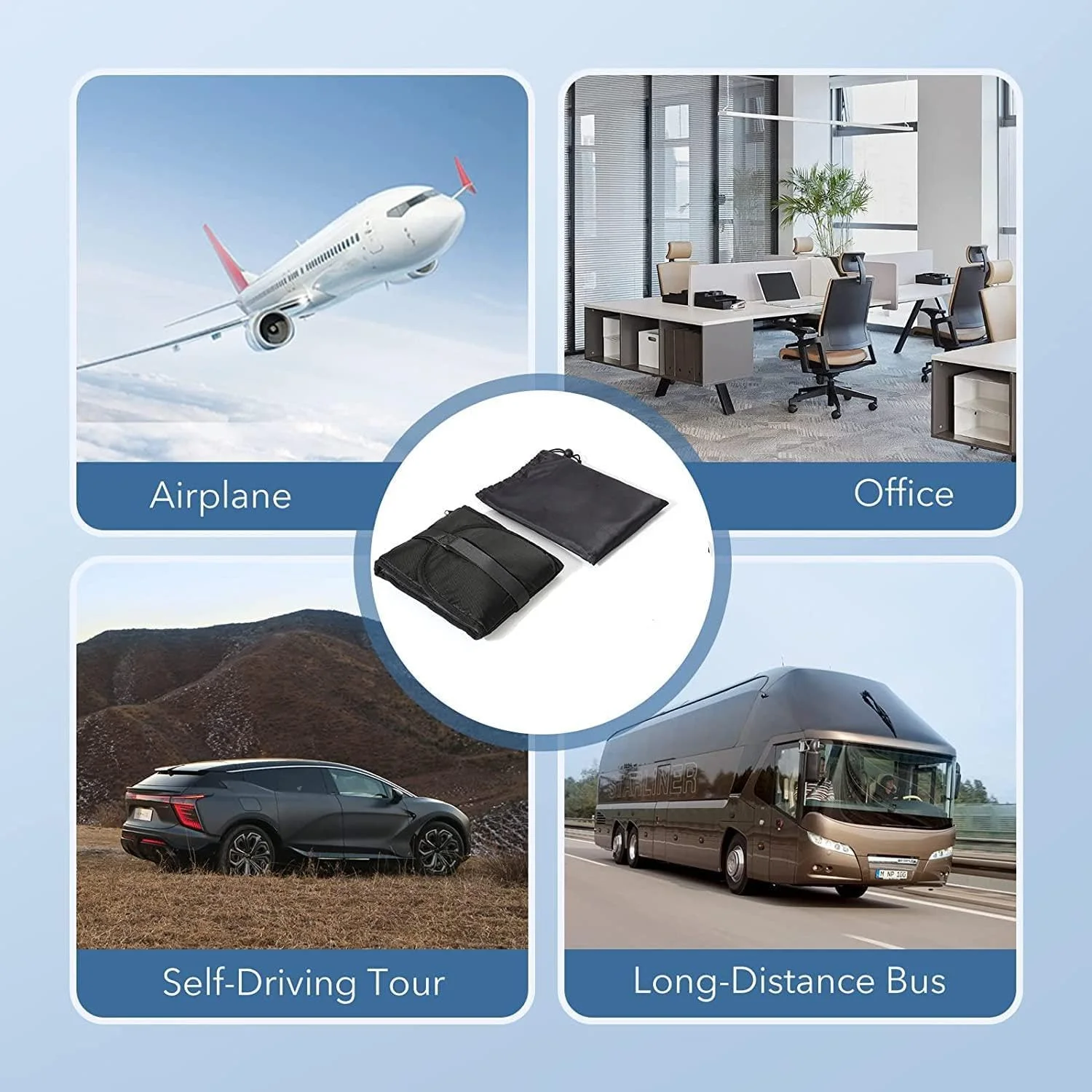 YHRY  Airplane Footrest Travel Foot Rest for Plane, Portable Memory Foam Plane Foot Hammock for Airplane Travel Leg Rest, Office Footrests Foot Rest for Airplane Travel Flight Essentials (Black)