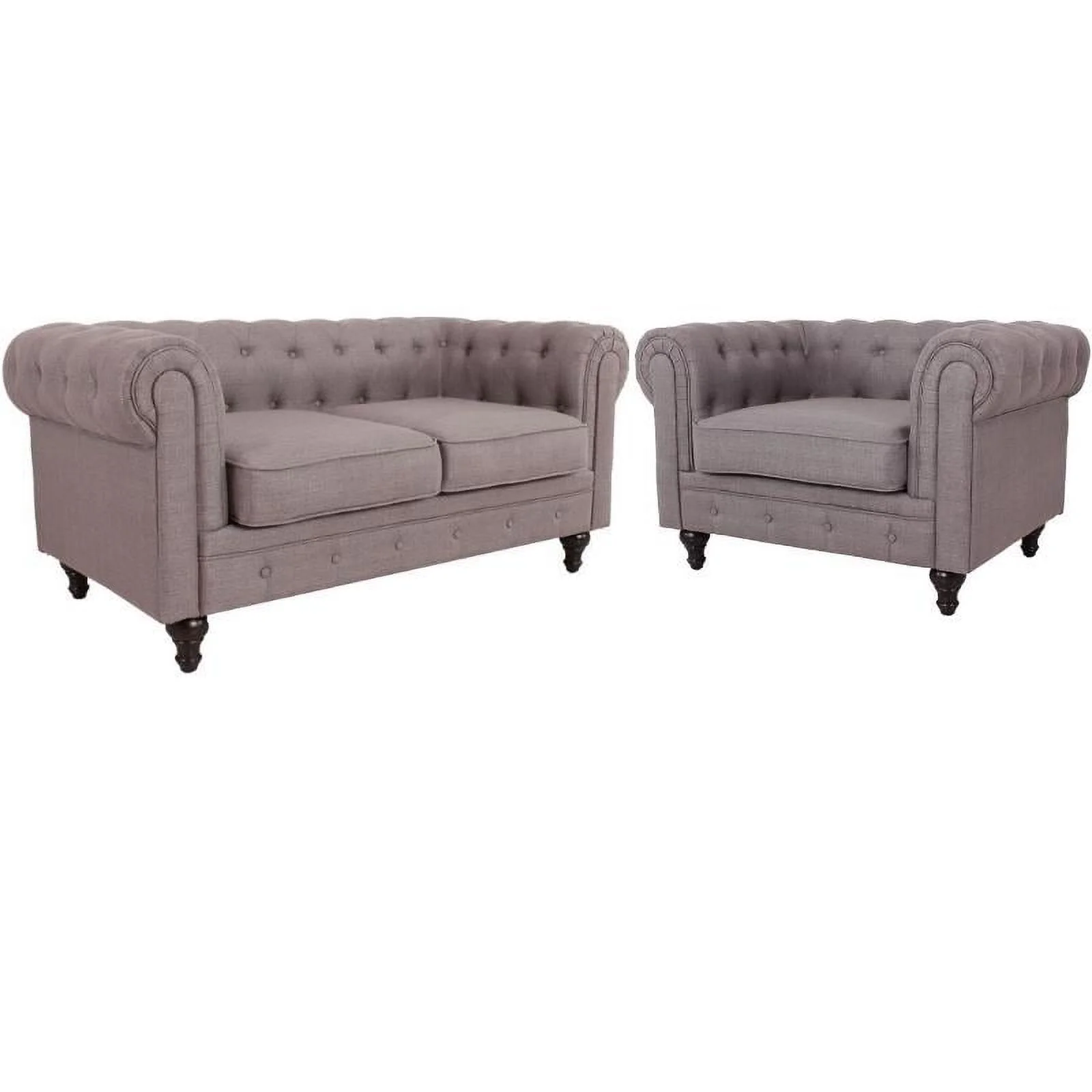 Home Square 2 Piece Set with Living Room Loveseat and Chair in Gray