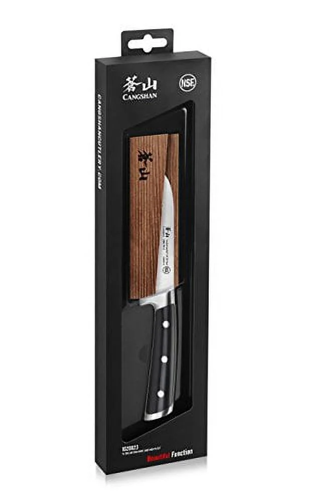 Cangshan TS Series 1020823 Swedish 14C28N Steel Forged 5-Inch Santoku Knife and Wood Sheath Set