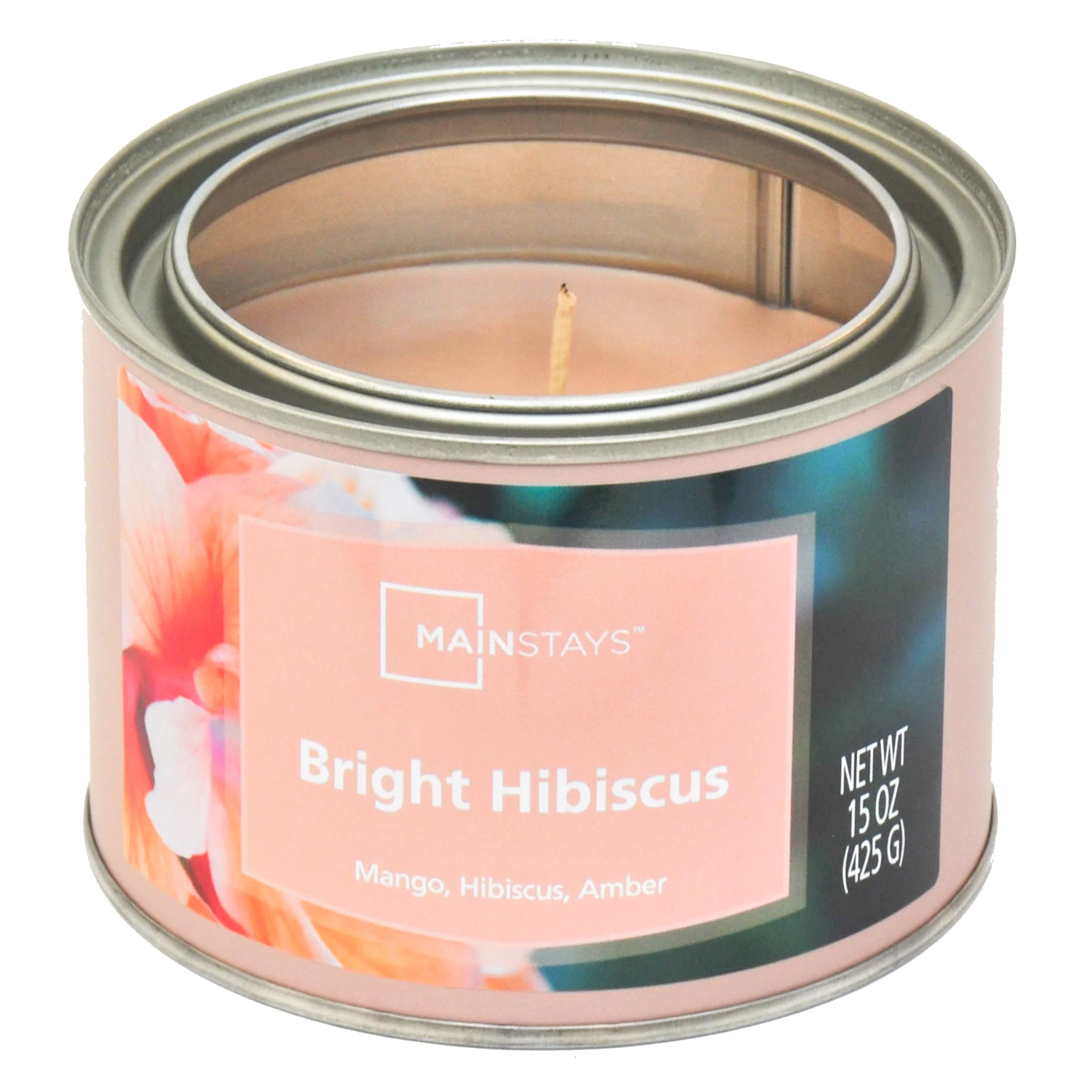 Mainstays 15 Ounce Paint Can Scented Candle Bright Hibiscus