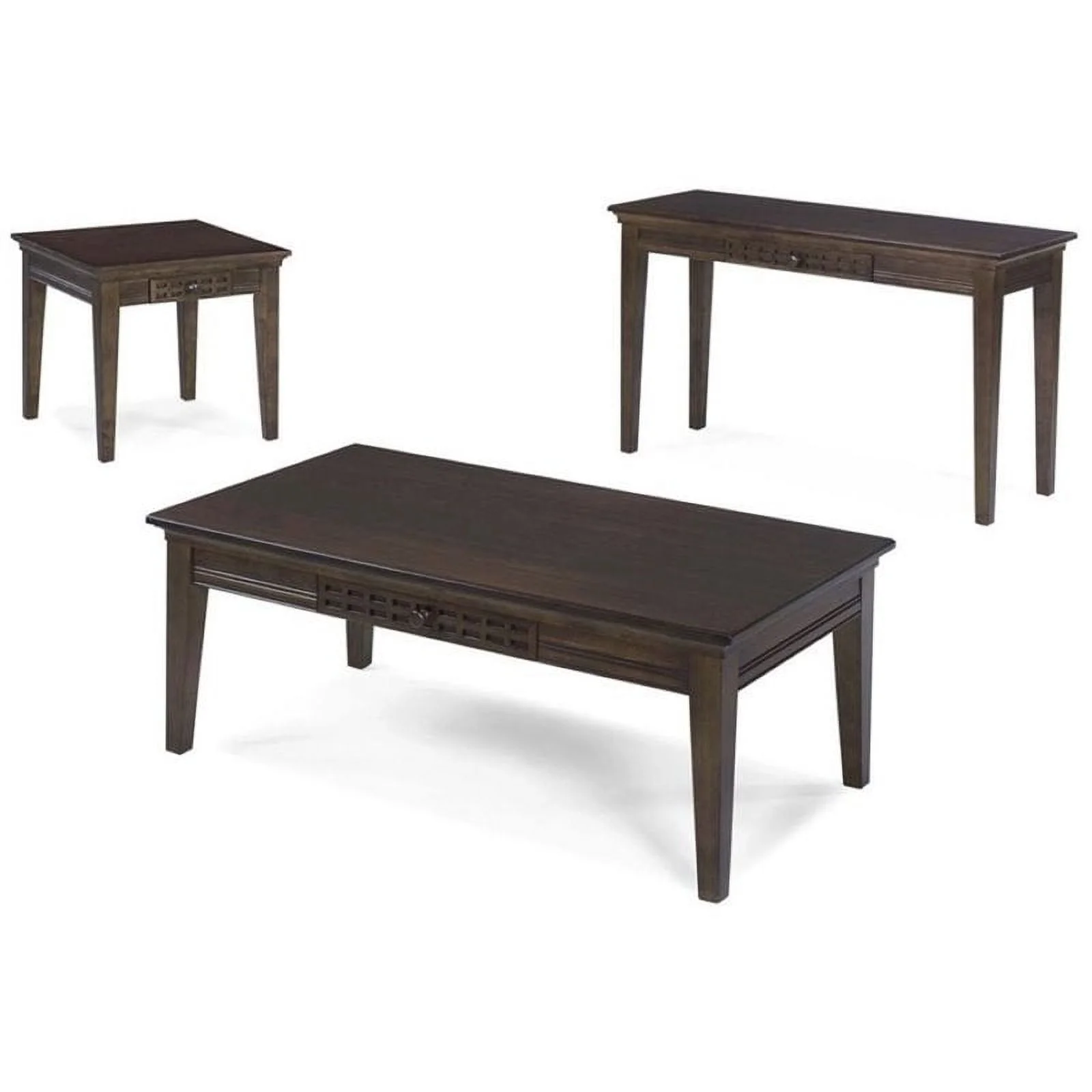 Home Square Casual Traditions Wood End Table in Walnut - Set of 2