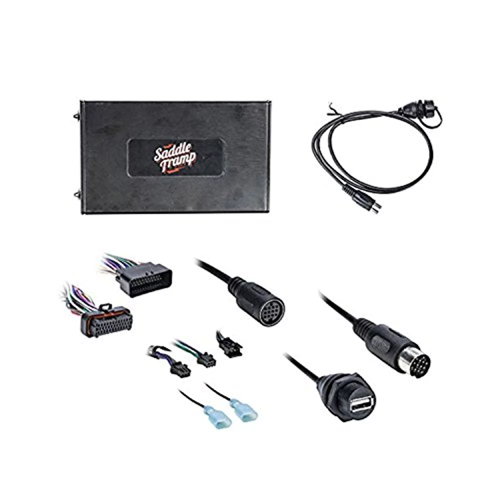 Metra Bluetooth Audio Interface for Select 2006-13 Harley Davidson Radio W/Crunch Mount Car Speakers, Metra Mounting Ring, Enrock Marine Marine Amplifier & and Scosche Motorcycle Amplifier Power Kit