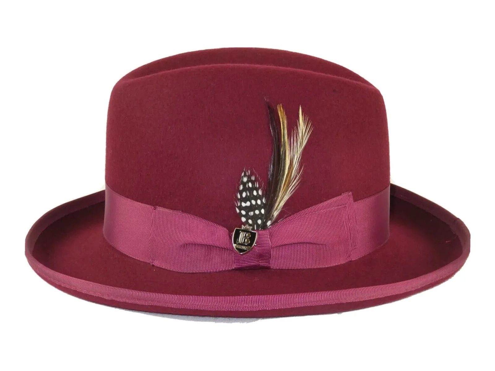 Men Bruno Capelo Dress Hat Australian Wool Homburg Godfather GF104 Burgundy