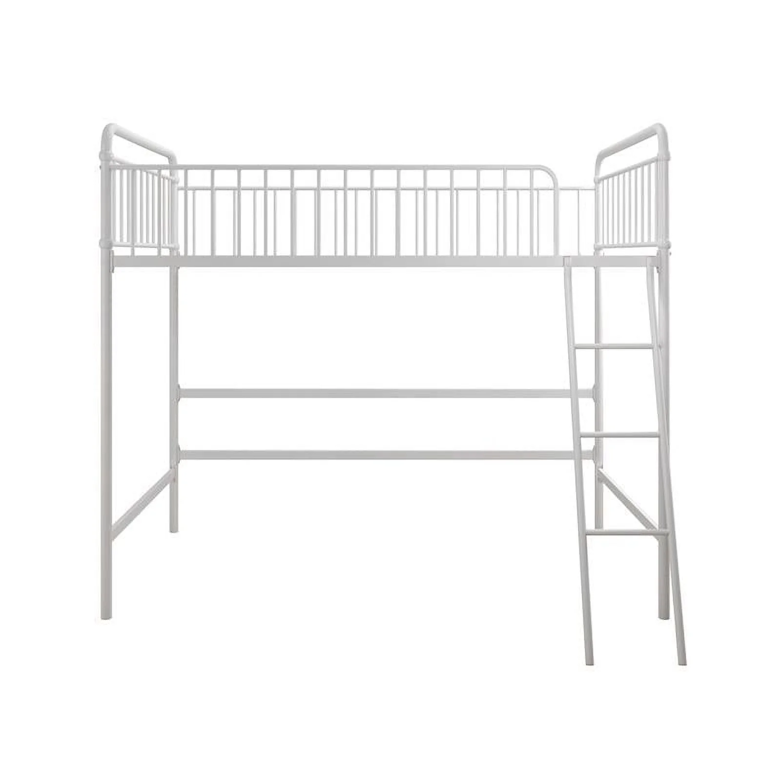 Max & Finn Karcey Twin Metal Loft Bed in White