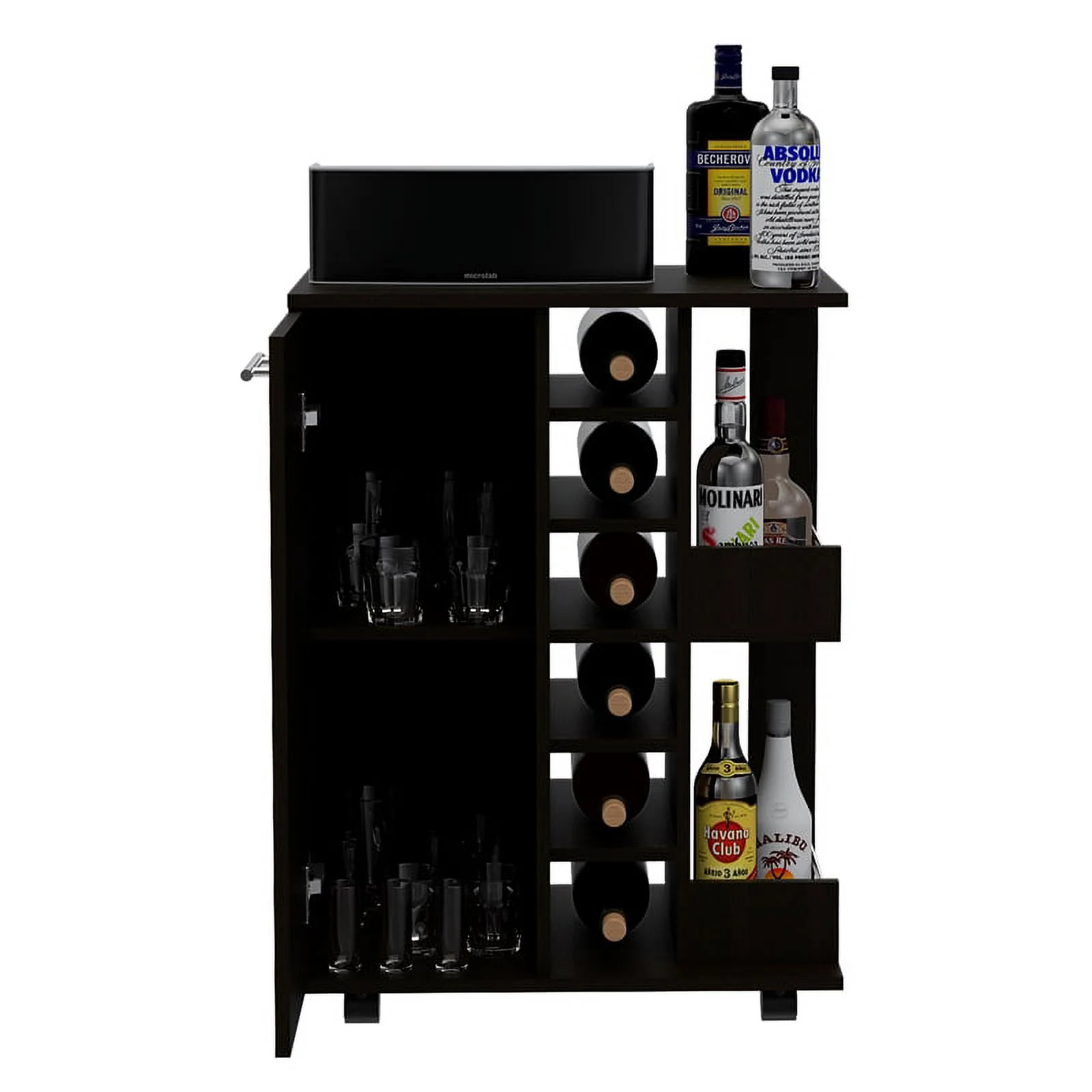 Home Square 2-Piece Set with Coffee Table and Bar Cart Cabinet