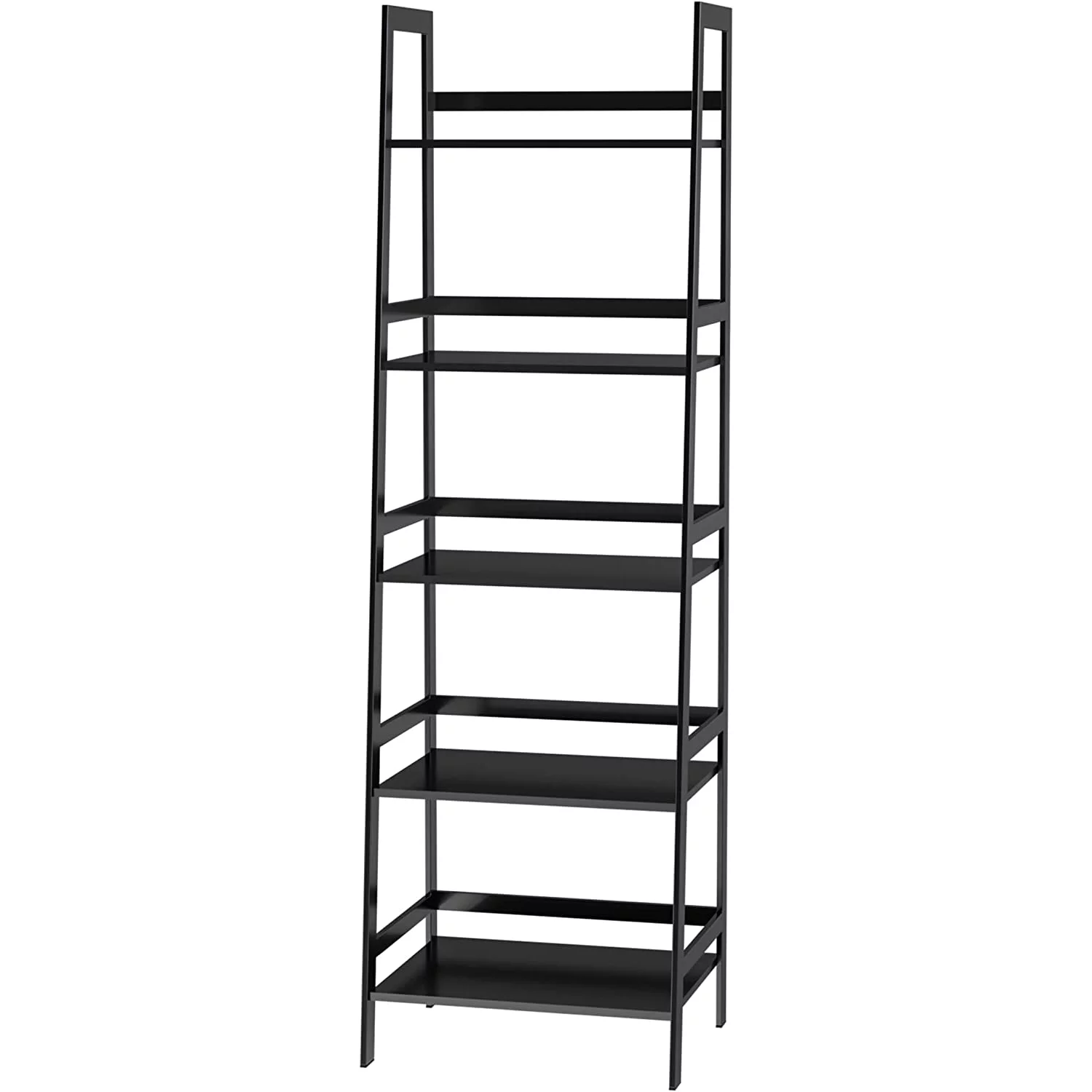 Kmowoo WTZ Bookshelf, Ladder Shelf, 5 Tier Bamboo Bookcase, Modern Open Book Case for Bedroom, Living Room, Office, BC-238 Black