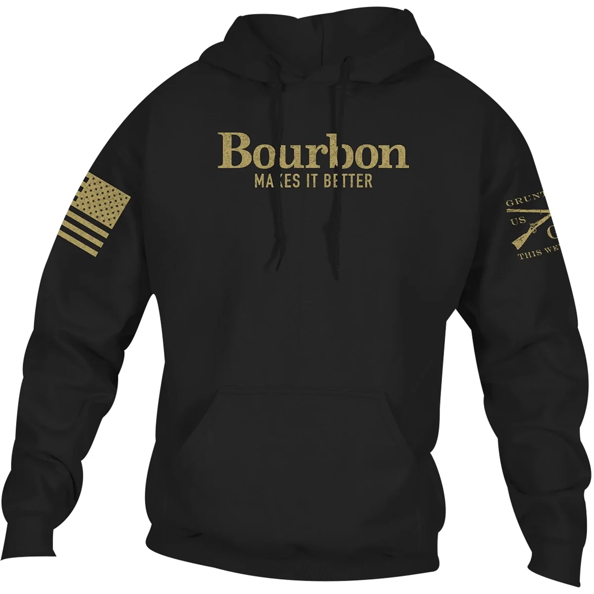 Grunt Style Bourbon Makes It Better Pullover Hoodie - XL - Black