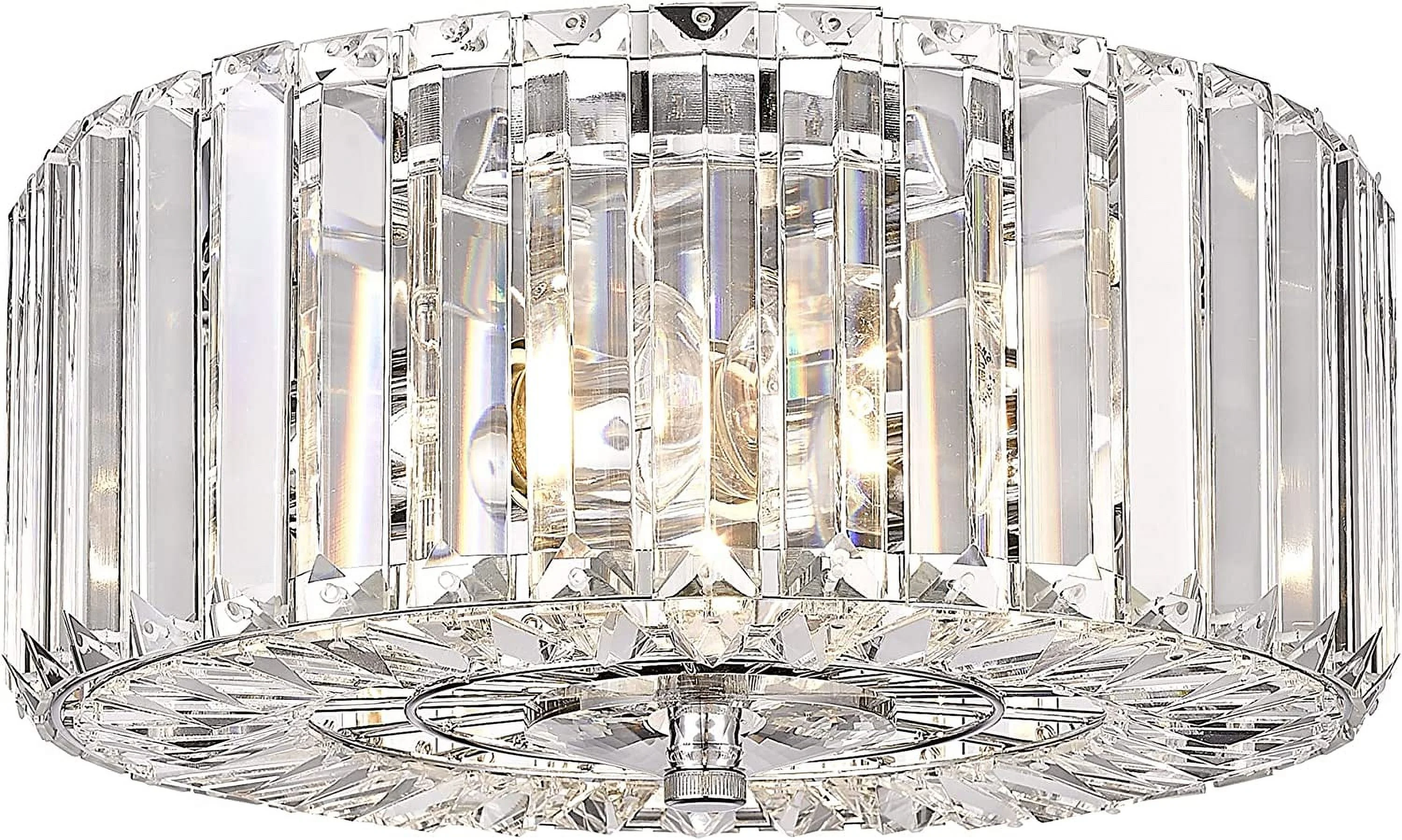 Farmhouse Crystal Round Flush Mount Modern Close to Ceiling Light Fixture, Drum Shade Ceiling Lights 2-Light Ceiling Lamp for Kitchen Island Dinning Room Bedroom Hallway, XDD007-2-CH