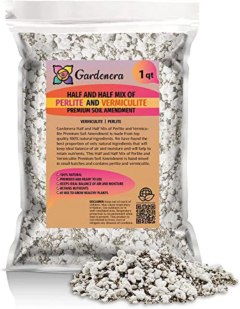 Versatile Perlite and Vermiculite Mix by Gardenera - Tailored for Seedlings, Cuttings, and Bonsai Soil Needs - 1 Quart