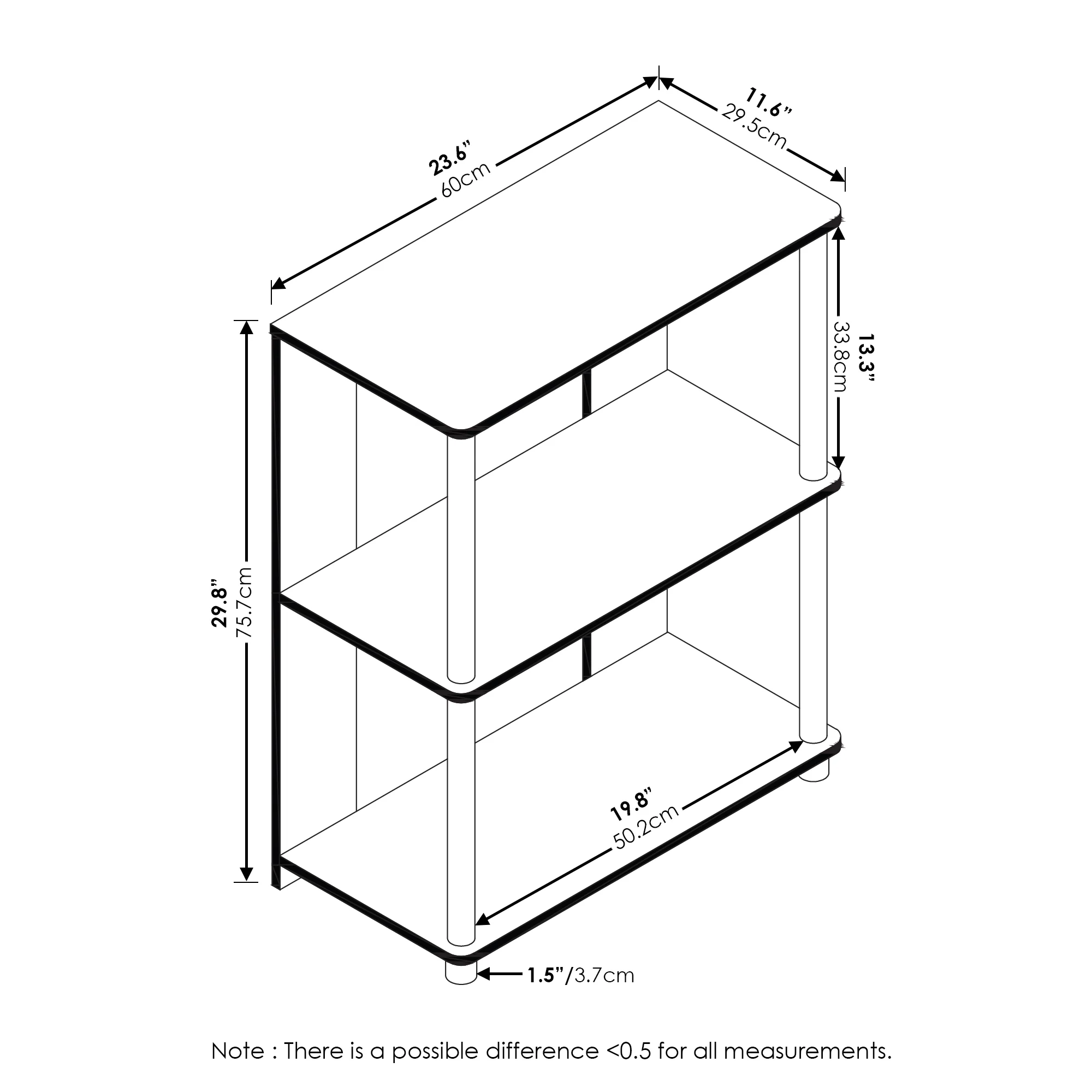 Furinno JAYA Simple Design Bookcase, Americano/Chrome