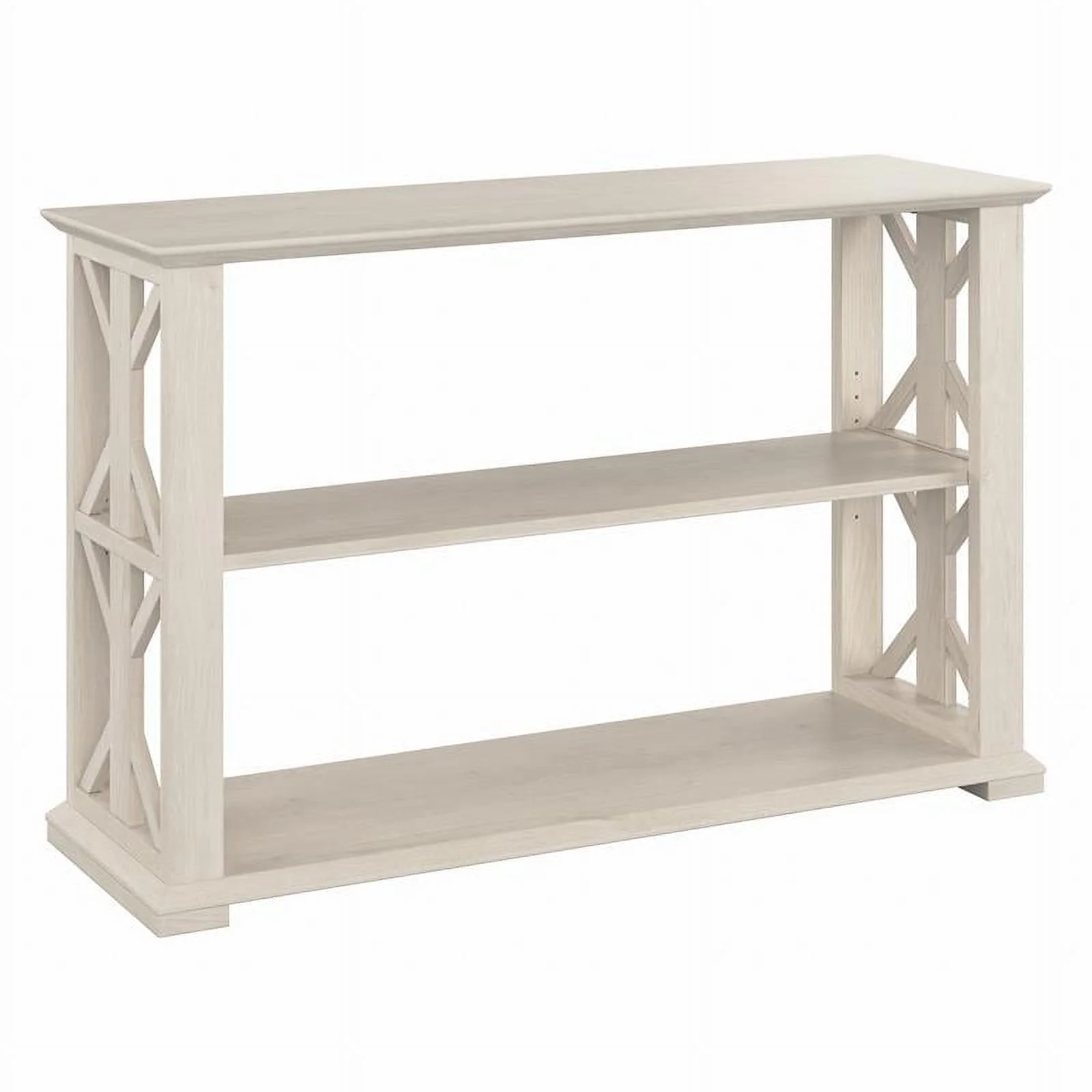 Pemberly Row Console Table with Shelves in Linen White Oak - Engineered Wood