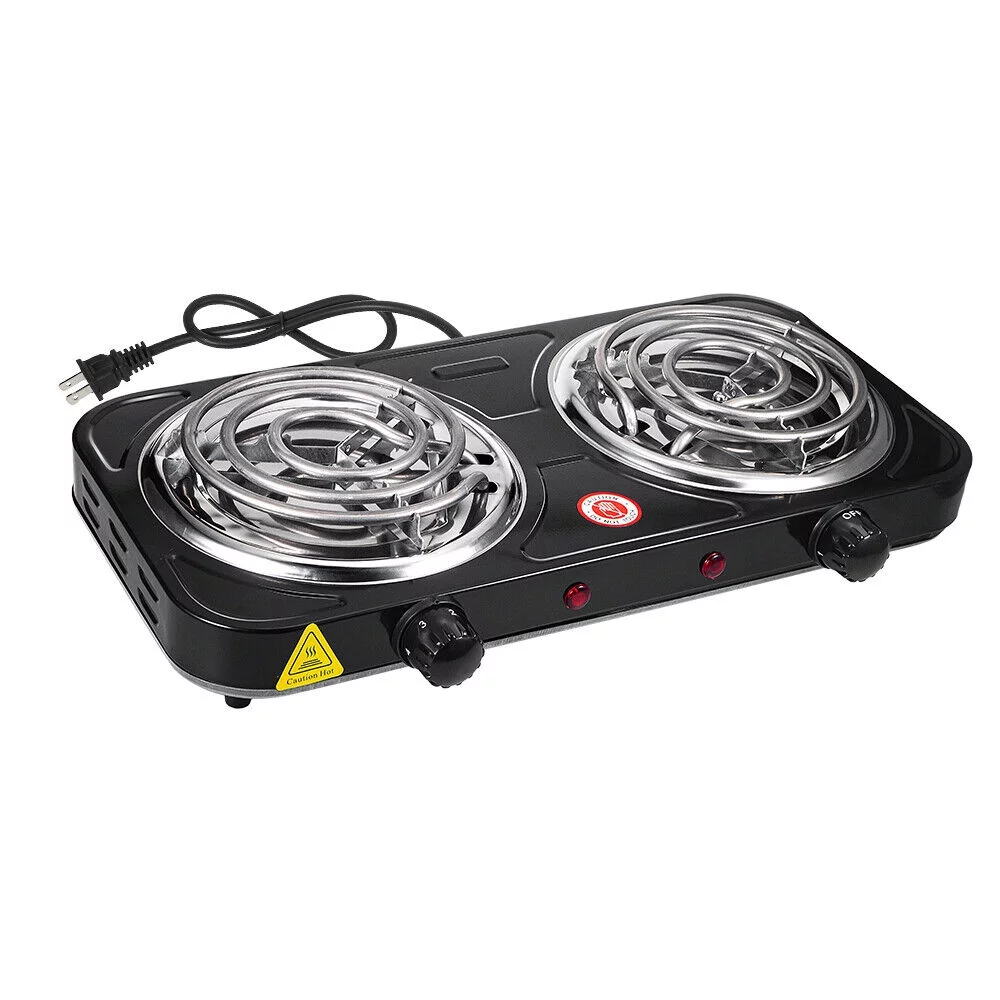 KingFurt   Hot Plate Kitchen Double-burner Electric Stove Multi-turn Heating Tubes Double Multifunction Temperature Control 220v2000W