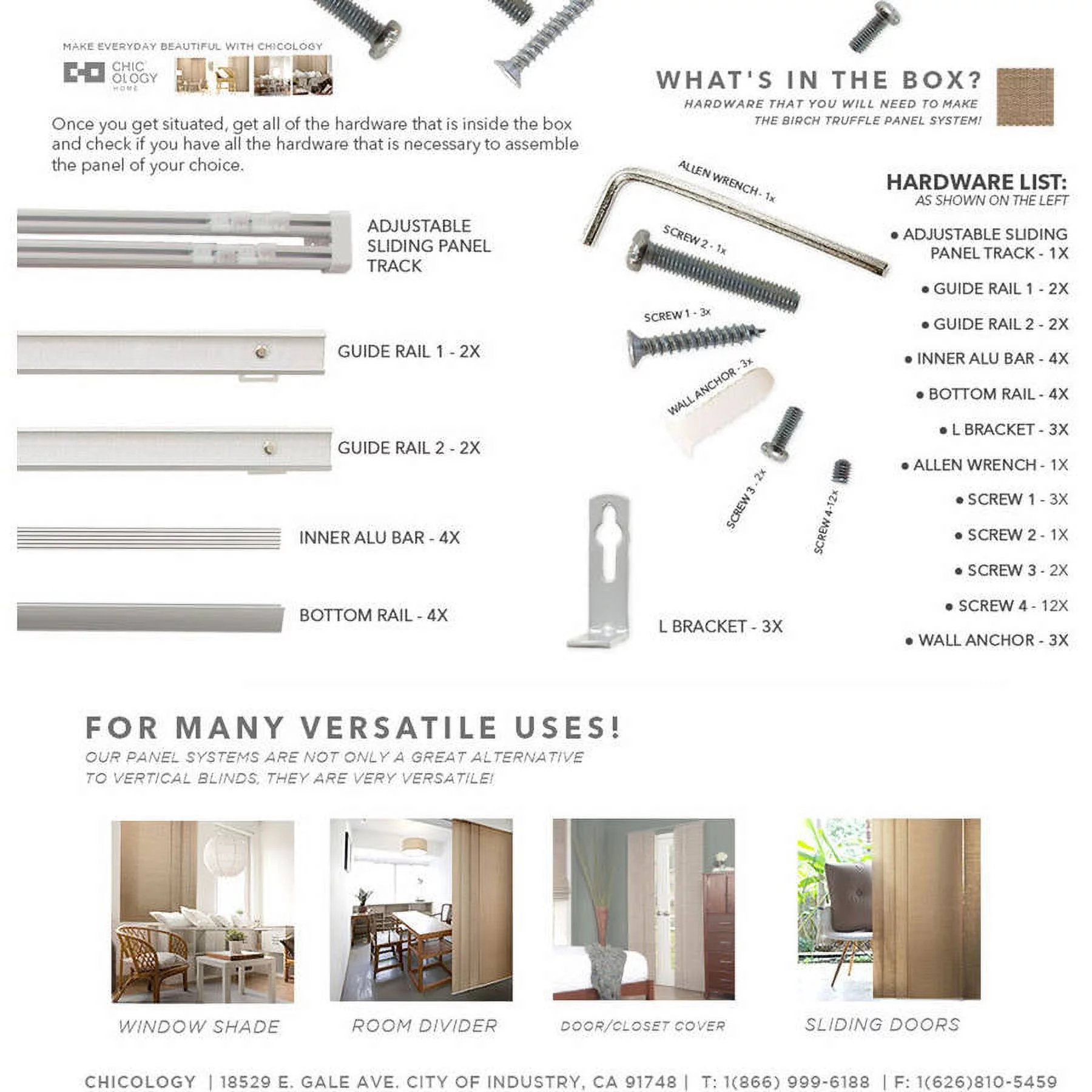 Chicology Privacy & Natural Woven Adjustable Sliding Panels