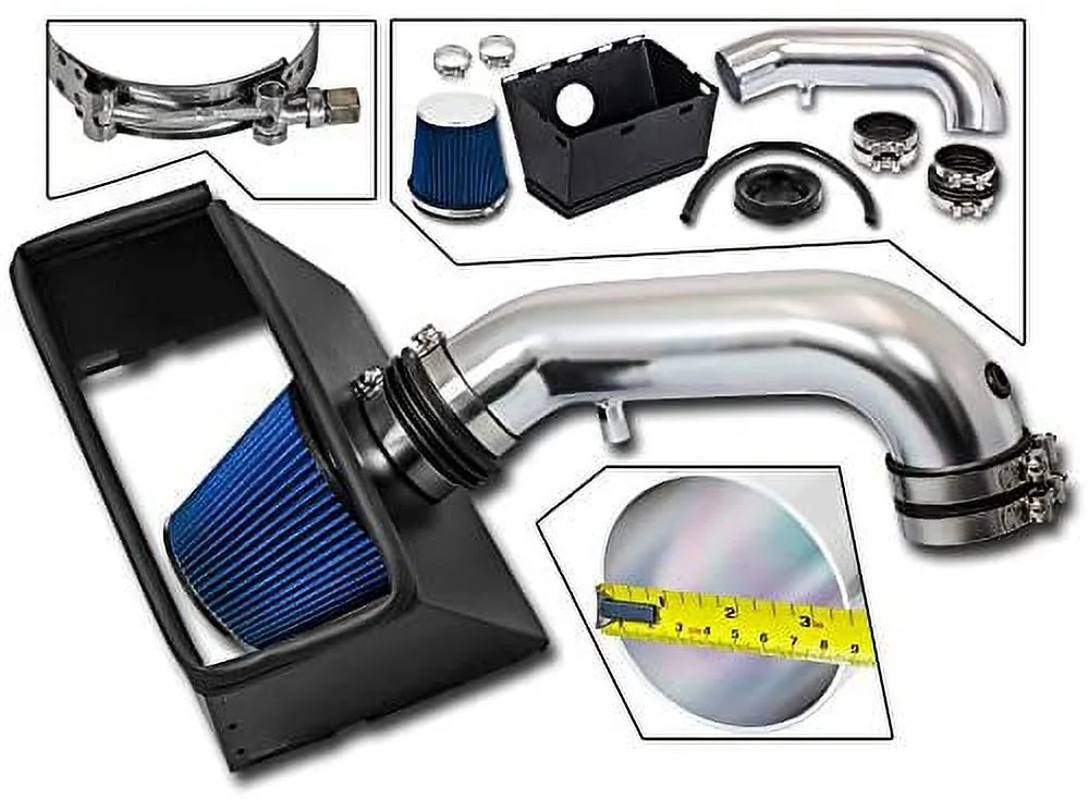 Cold Air Intake System with Heat Shield Kit + Filter Combo BLUE Compatible For 09-15 Dodge Ram 1500/09-11 & 13-15 Dodge Ram 2500/09 & 11 Dodge Ram 3500 HEMI 5.7L V8