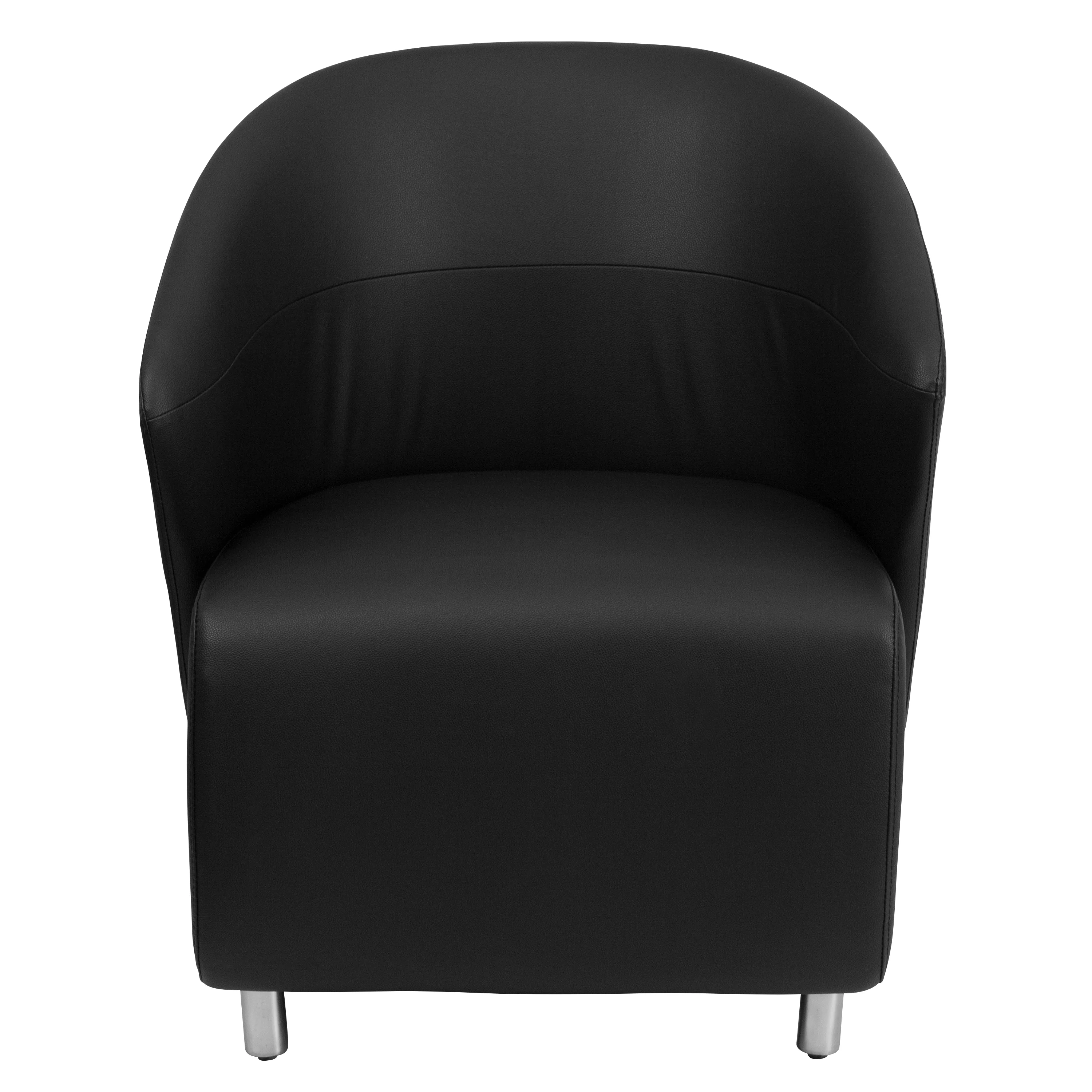 Emma + Oliver Black LeatherSoft Curved Barrel Lounge Chair