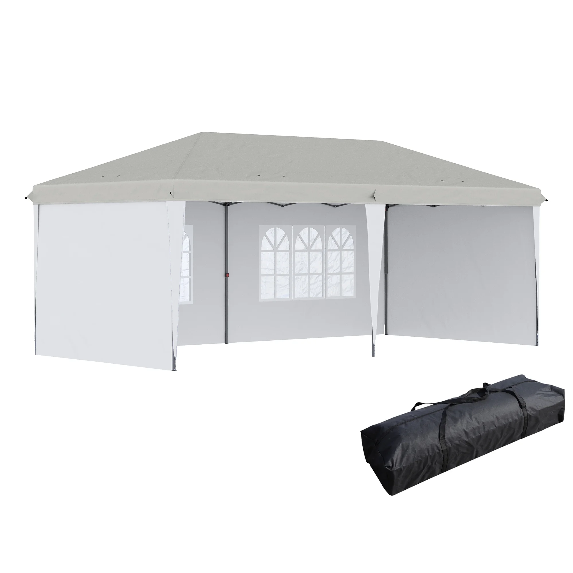 CoSoTower 10' X 20' Pop Up Canopy Tent with 4 Sidewalls, Heavy Duty Tents for Parties, Outdoor Instant Gazebo with Carry Bag, for Outdoor, Garden, Patio, White