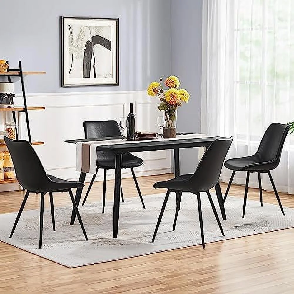 MQLIFEBOOM Dining Chairs  Modern Upholstered Dining Room Chairs Faux Leather Mid Century Kitchen Chairs with Metal Legs for Dining Room Kitchen  Grey